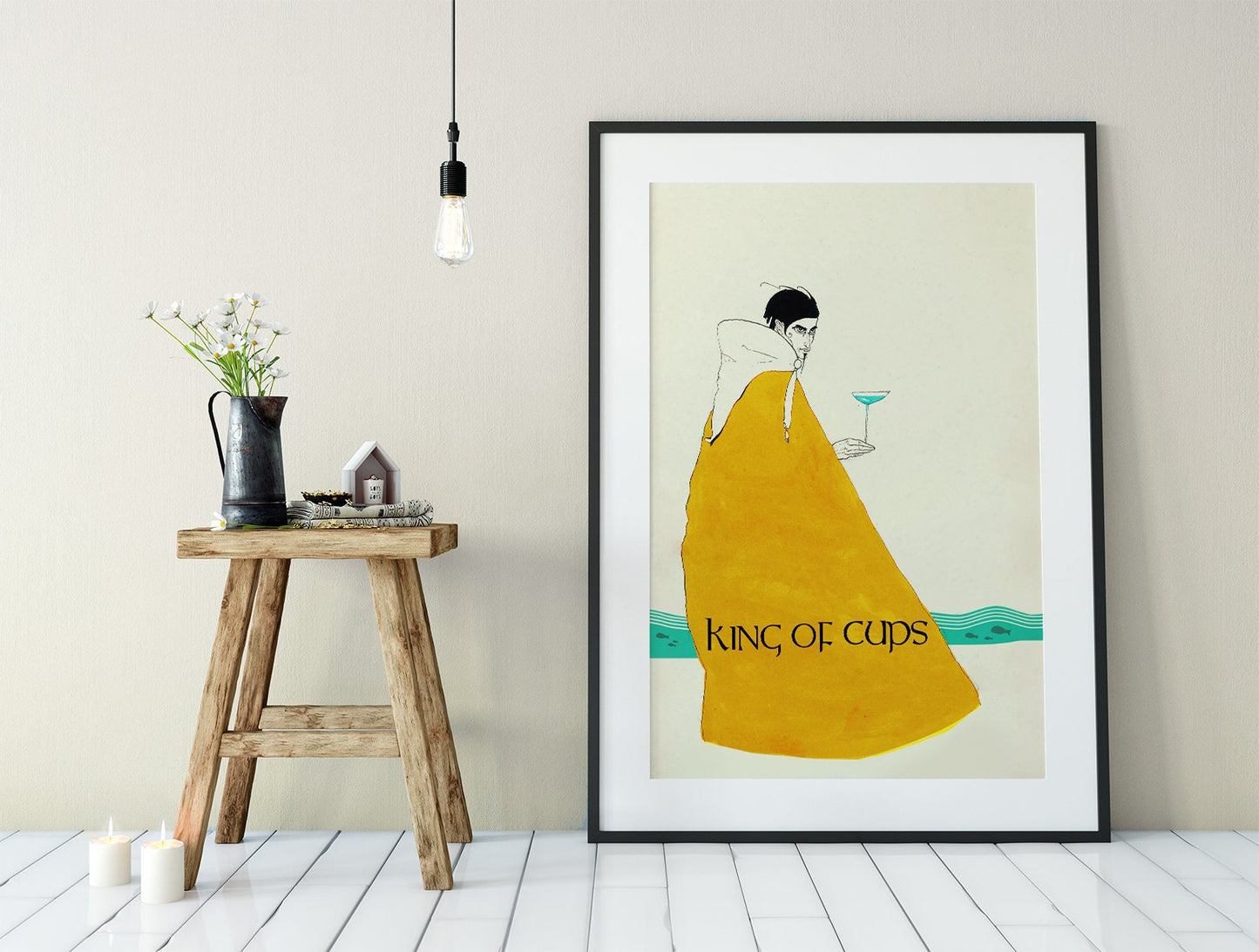 King of Cups- Tarot Card Print From the Green Menagerie Deck Coming to Kickstarter Soon - The King of Cups Card Poster, No Frame