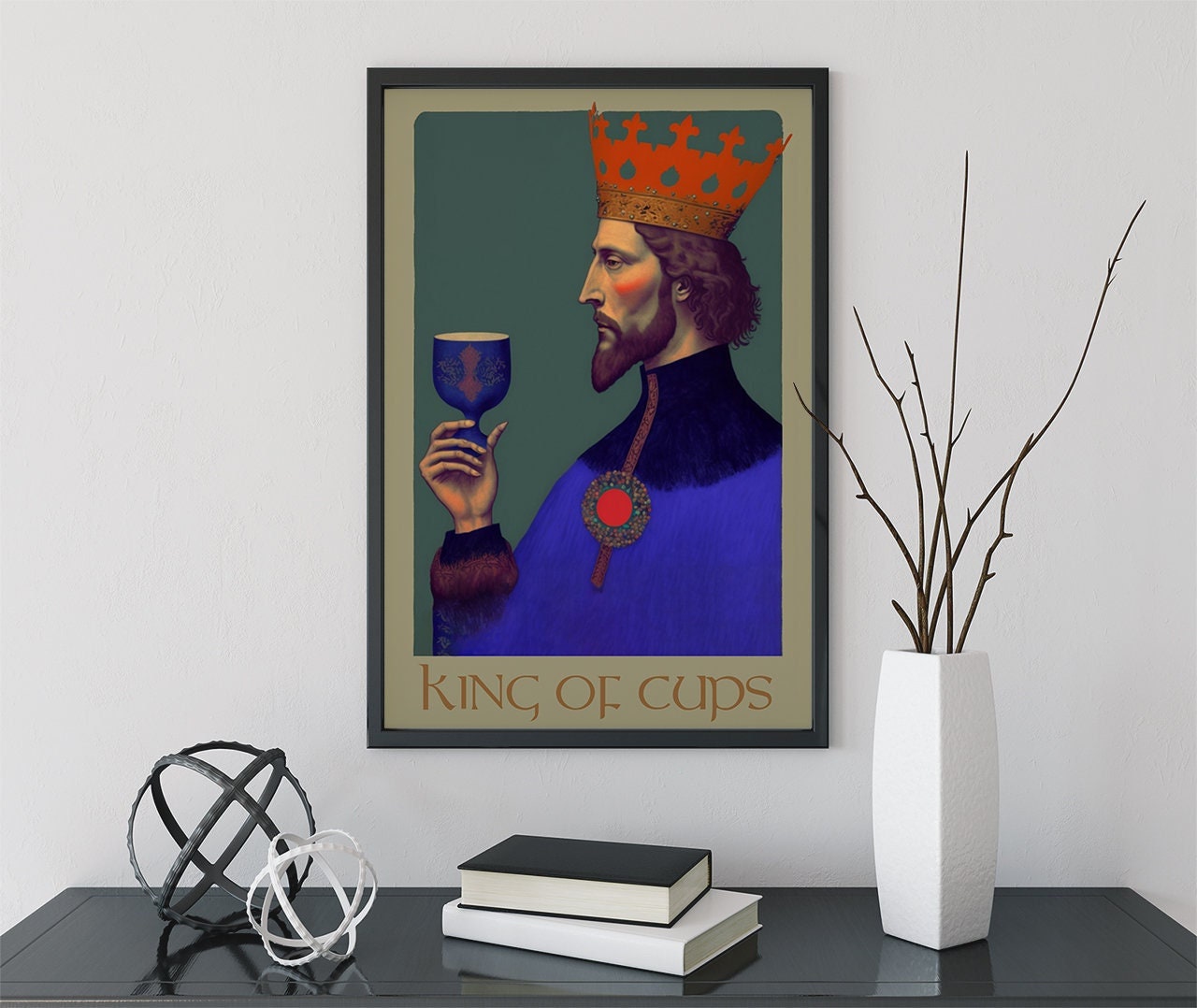 King of Cups- Tarot Card Print - The King of Cups Card Poster, No Frame