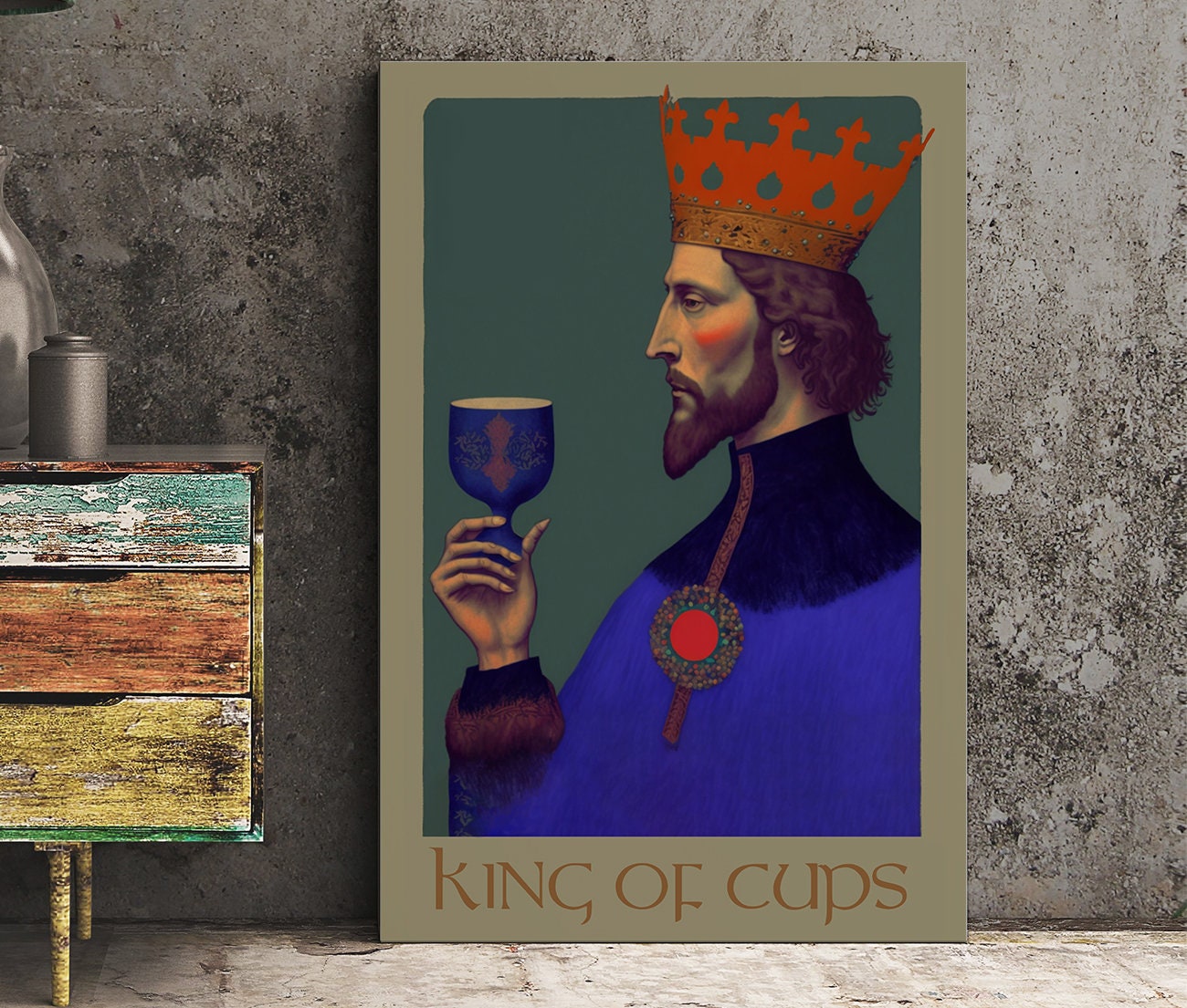 King of Cups- Tarot Card Print - The King of Cups Card Poster, No Frame