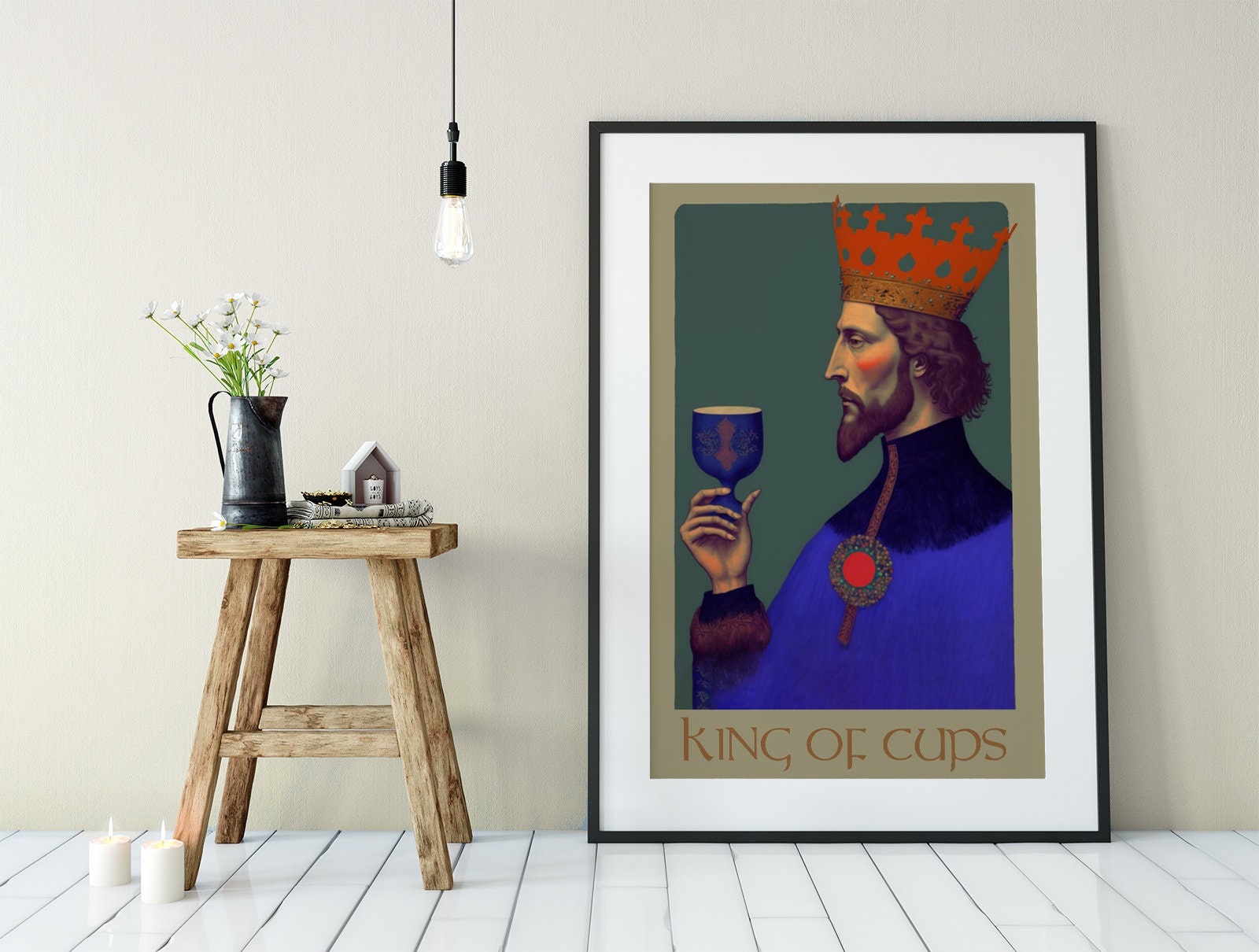King of Cups- Tarot Card Print - The King of Cups Card Poster, No Frame
