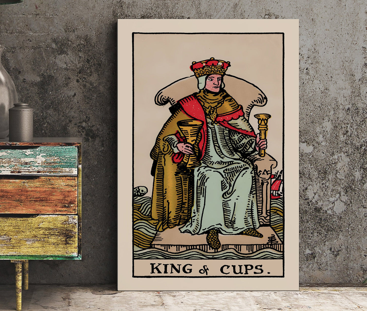 King of Cups- Tarot Card Print - The King of Cups Card Poster, No Frame