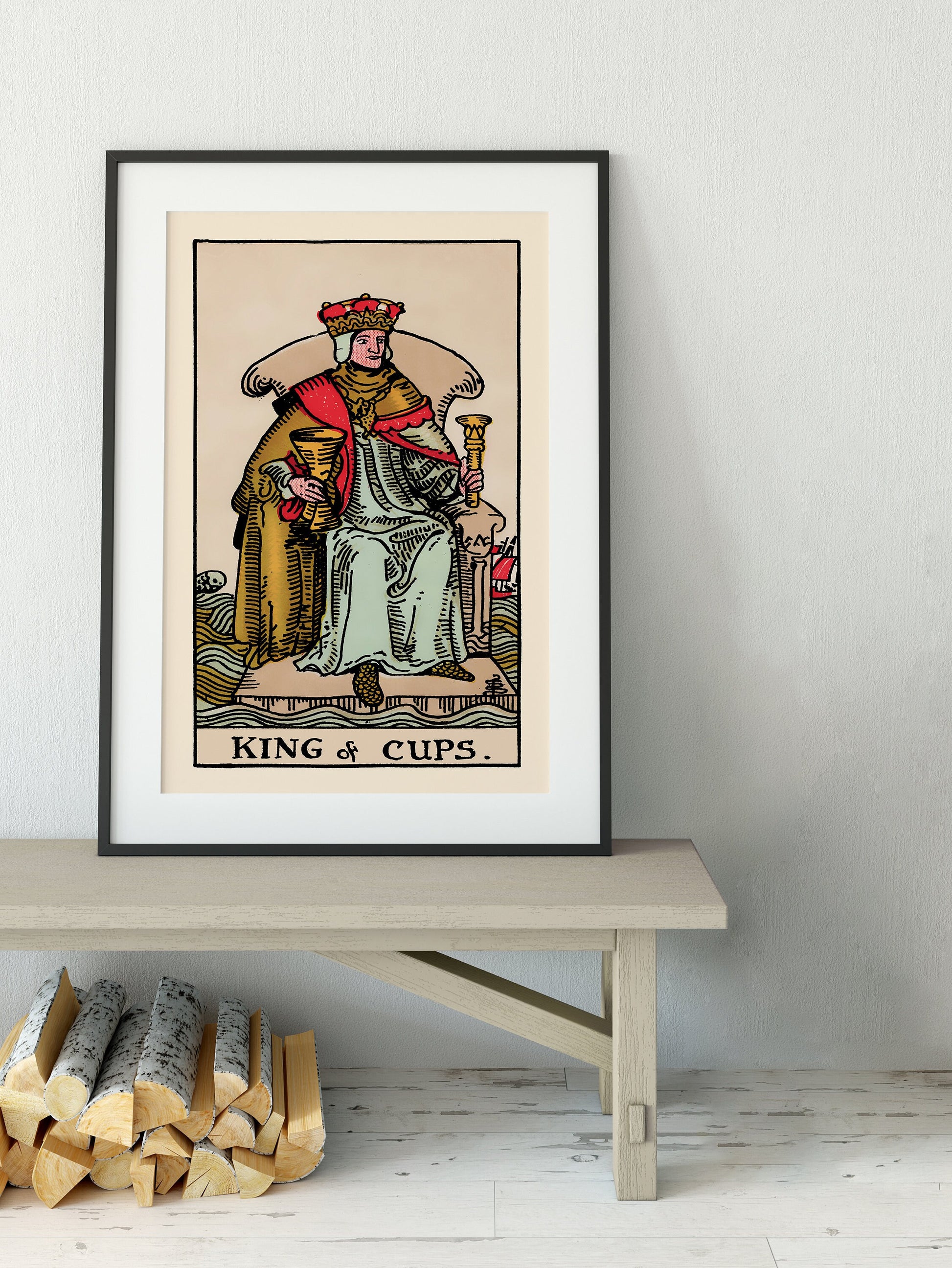 King of Cups- Tarot Card Print - The King of Cups Card Poster, No Frame
