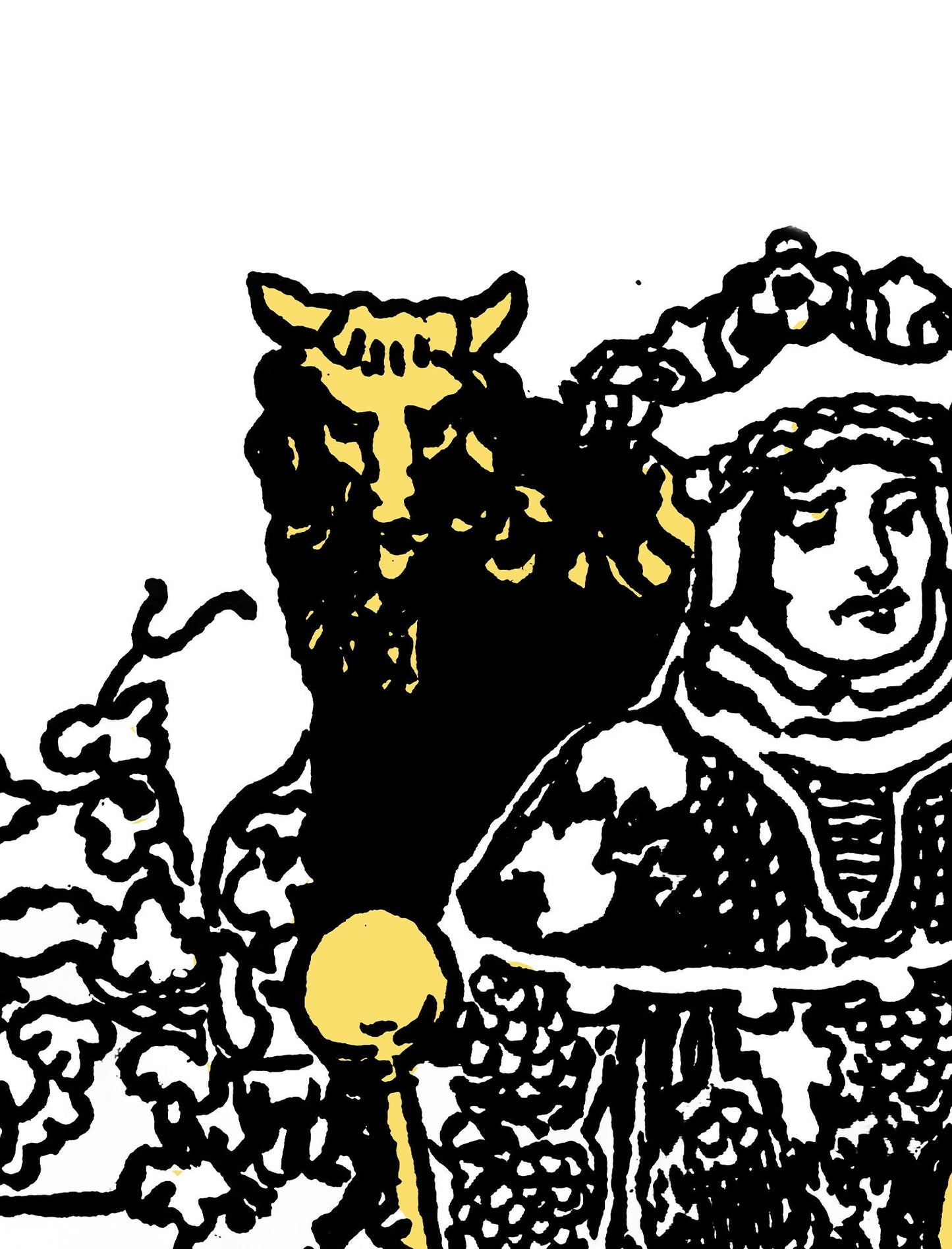 King of Pentacles- Tarot Card Print - The King of Pentacles Black white and Yellow Card Poster, No Frame