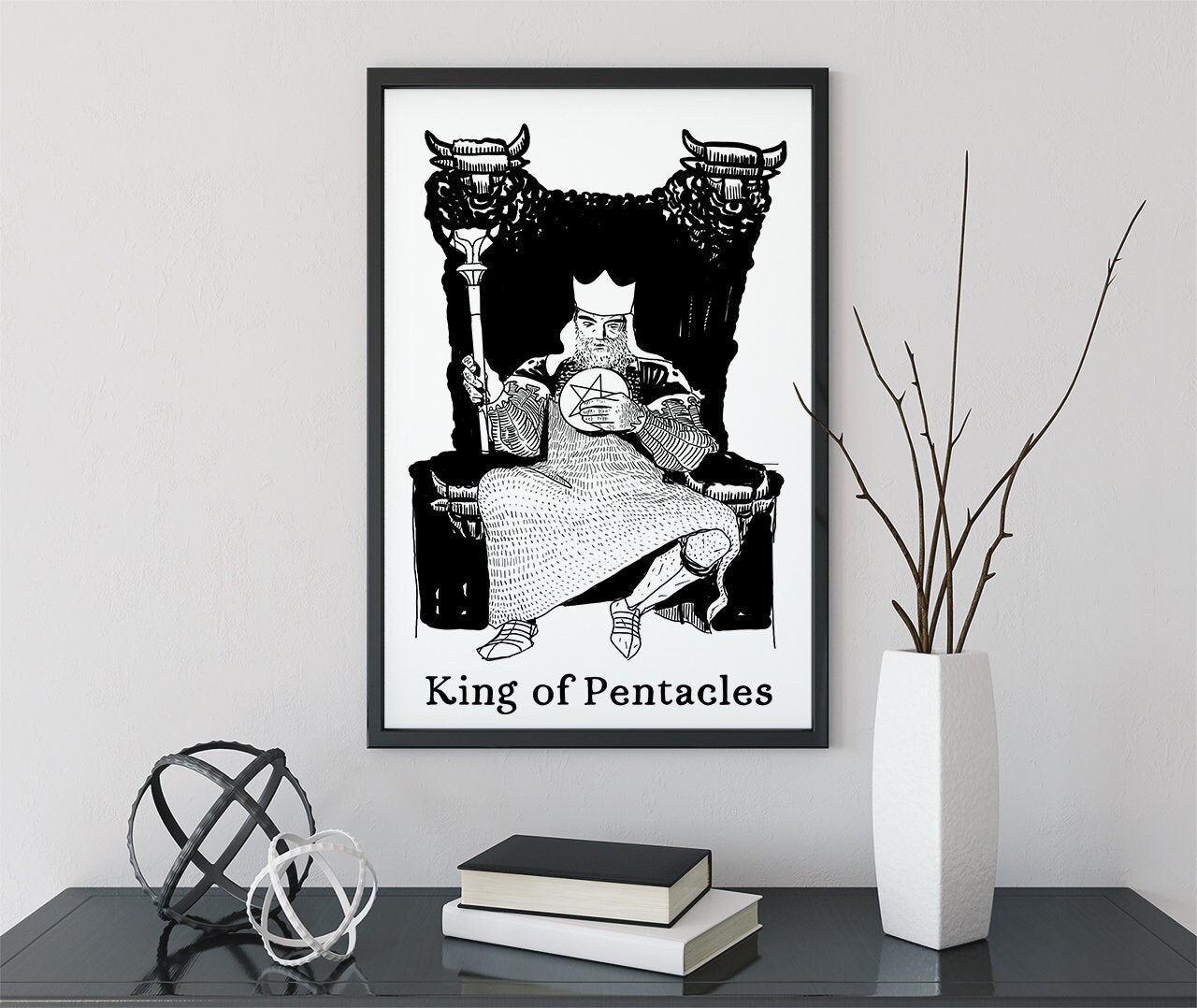 King of Pentacles- Tarot Card Print - The King of Pentacles Card Poster by Printagrams, No Frame