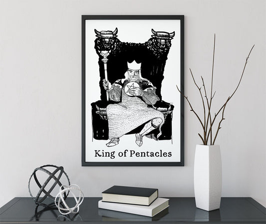 King of Pentacles- Tarot Card Print - The King of Pentacles Card Poster by Printagrams, No Frame