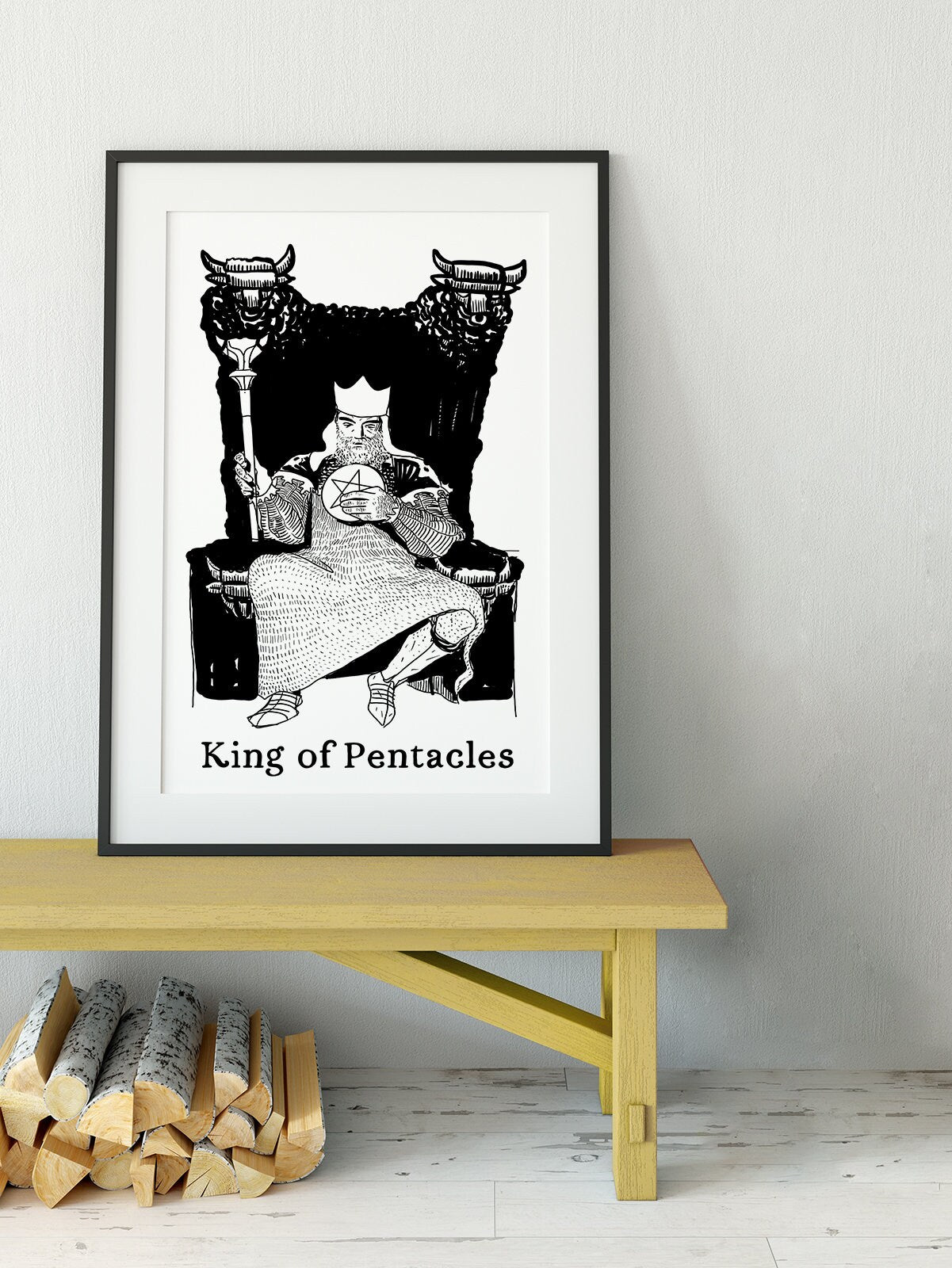 King of Pentacles- Tarot Card Print - The King of Pentacles Card Poster by Printagrams, No Frame