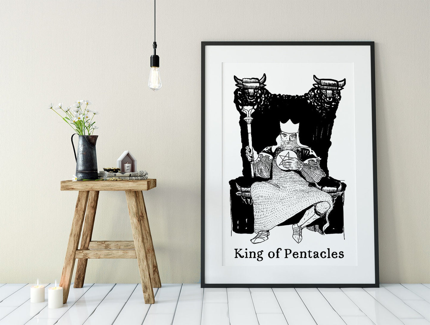 King of Pentacles- Tarot Card Print - The King of Pentacles Card Poster by Printagrams, No Frame