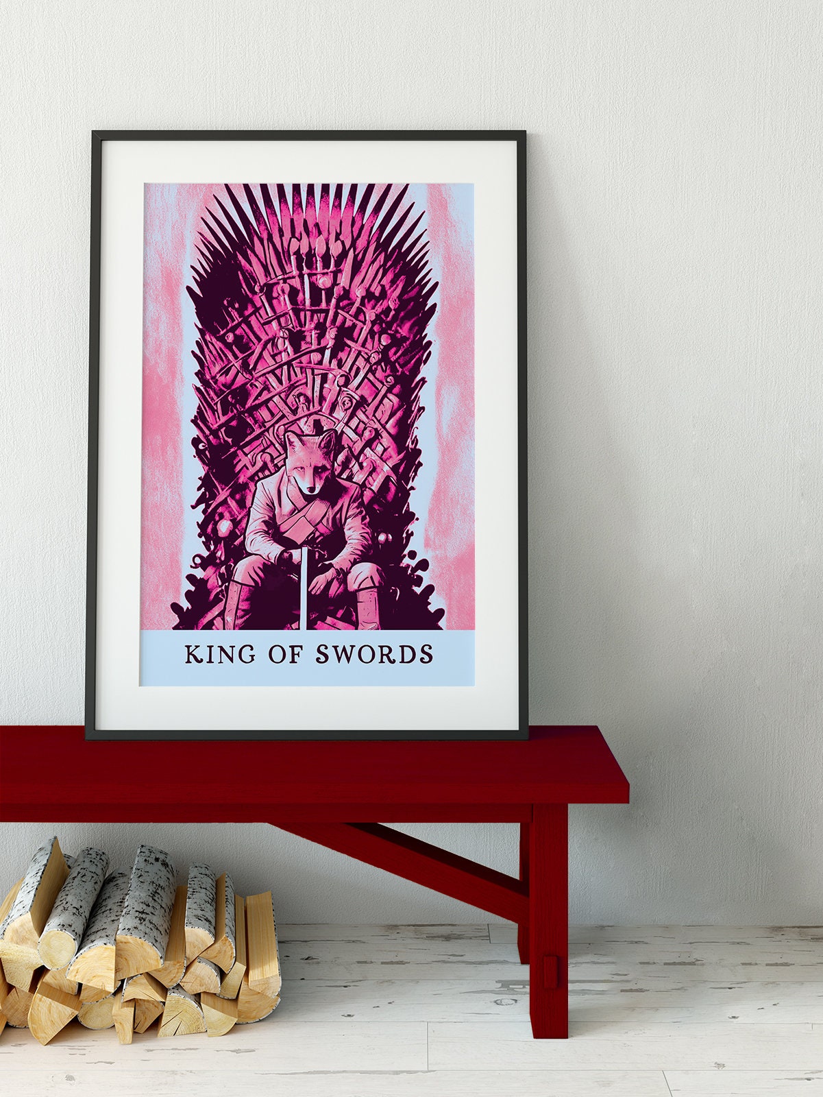 King of Swords- Tarot Card Print from the Green Menagerie Deck - The King of Swords Card Poster, No Frame