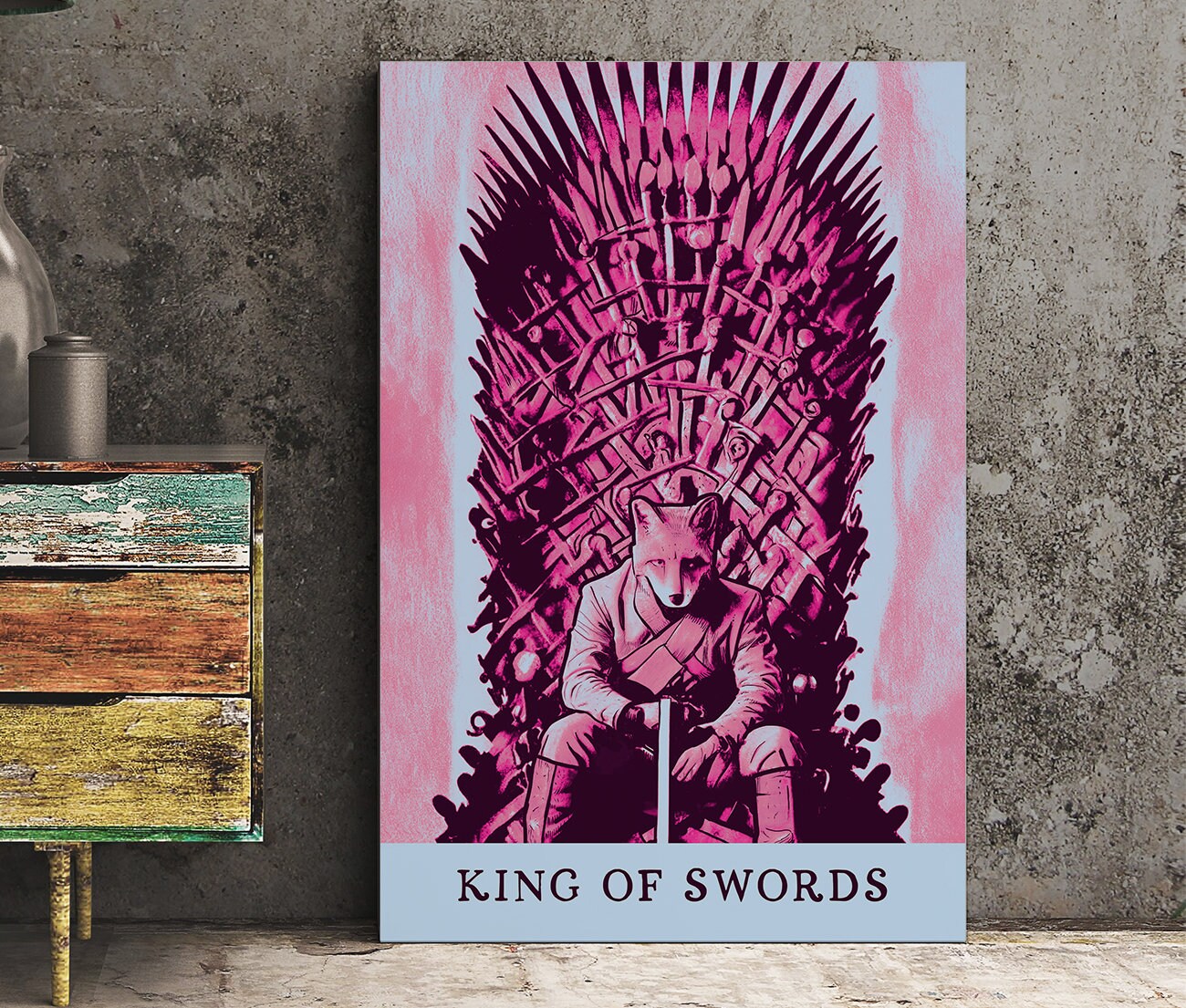 King of Swords- Tarot Card Print from the Green Menagerie Deck - The King of Swords Card Poster, No Frame