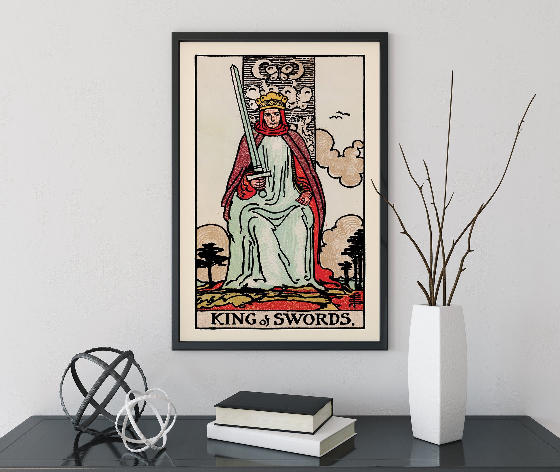 King of Swords- Tarot Card Print - The King of Swords Card Poster, No Frame