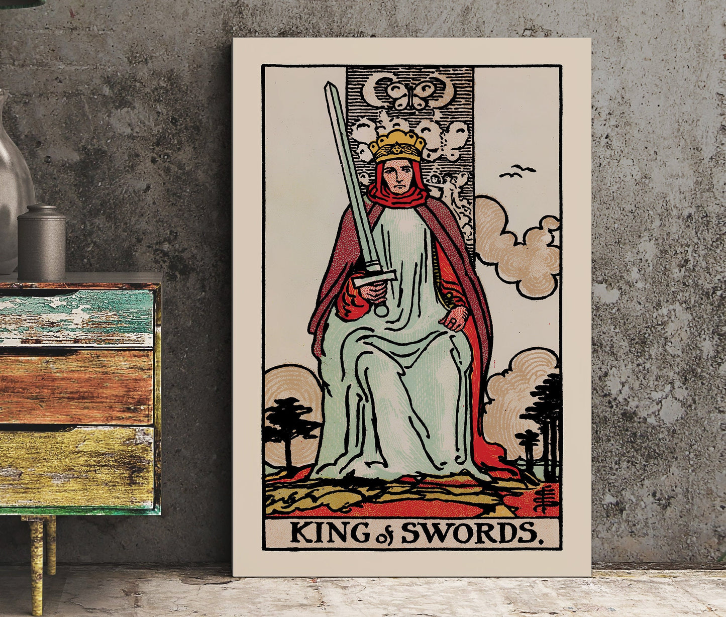 King of Swords- Tarot Card Print - The King of Swords Card Poster, No Frame
