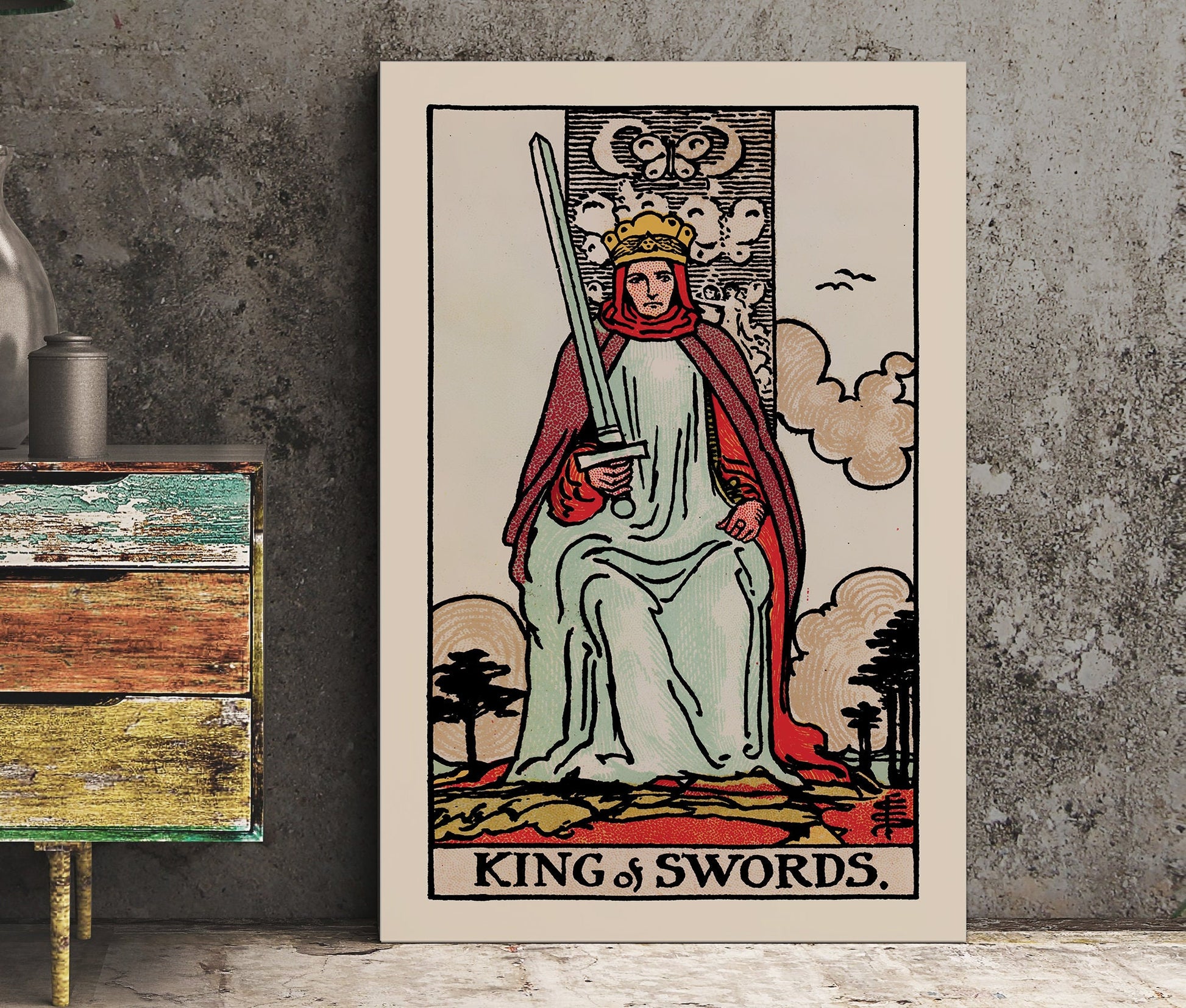 King of Swords- Tarot Card Print - The King of Swords Card Poster, No Frame
