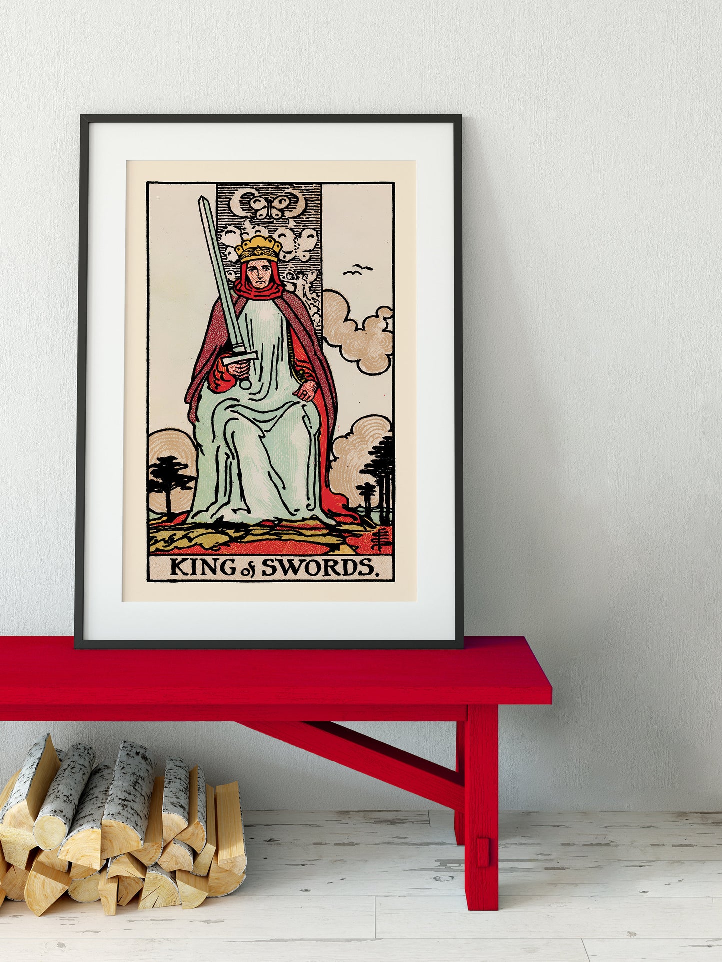 King of Swords- Tarot Card Print - The King of Swords Card Poster, No Frame