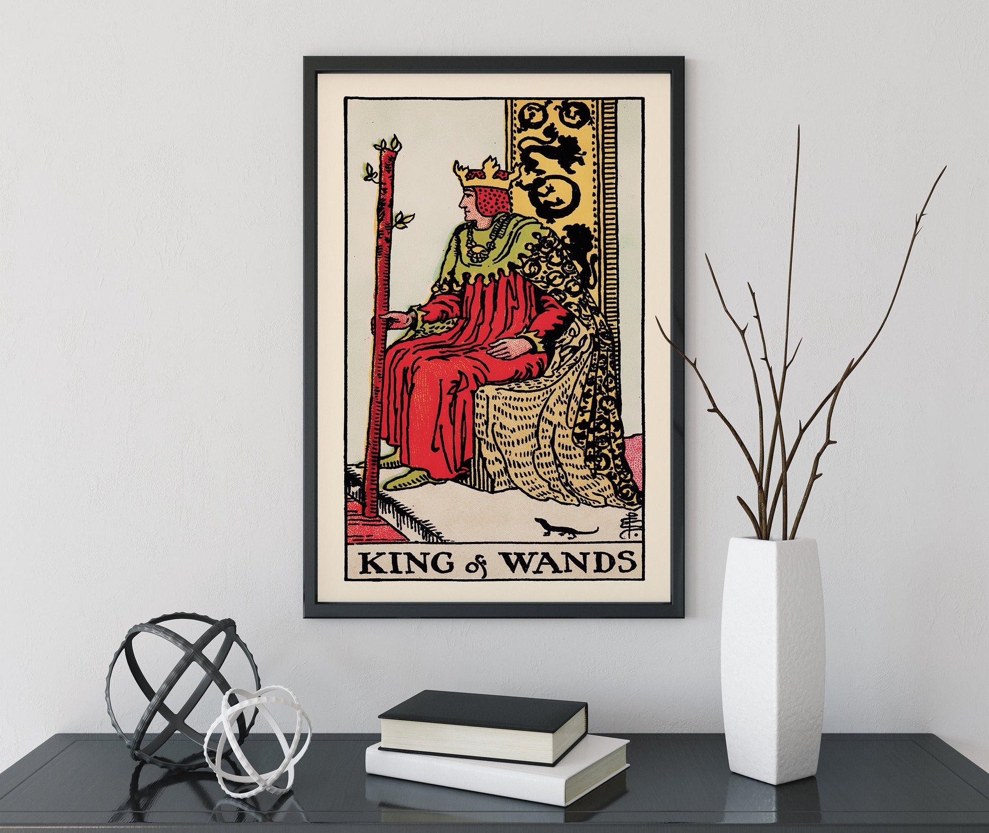 King of Wands- Tarot Card Print - The King of Wands Card Poster, No Frame