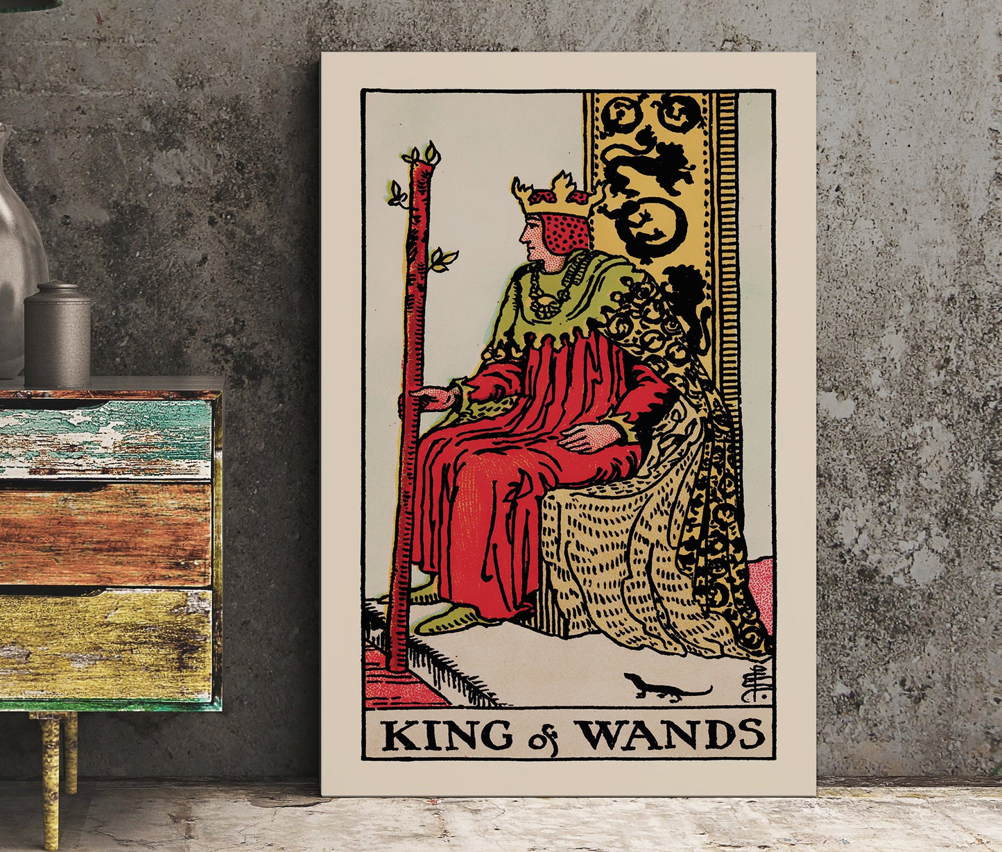 King of Wands- Tarot Card Print - The King of Wands Card Poster, No Frame