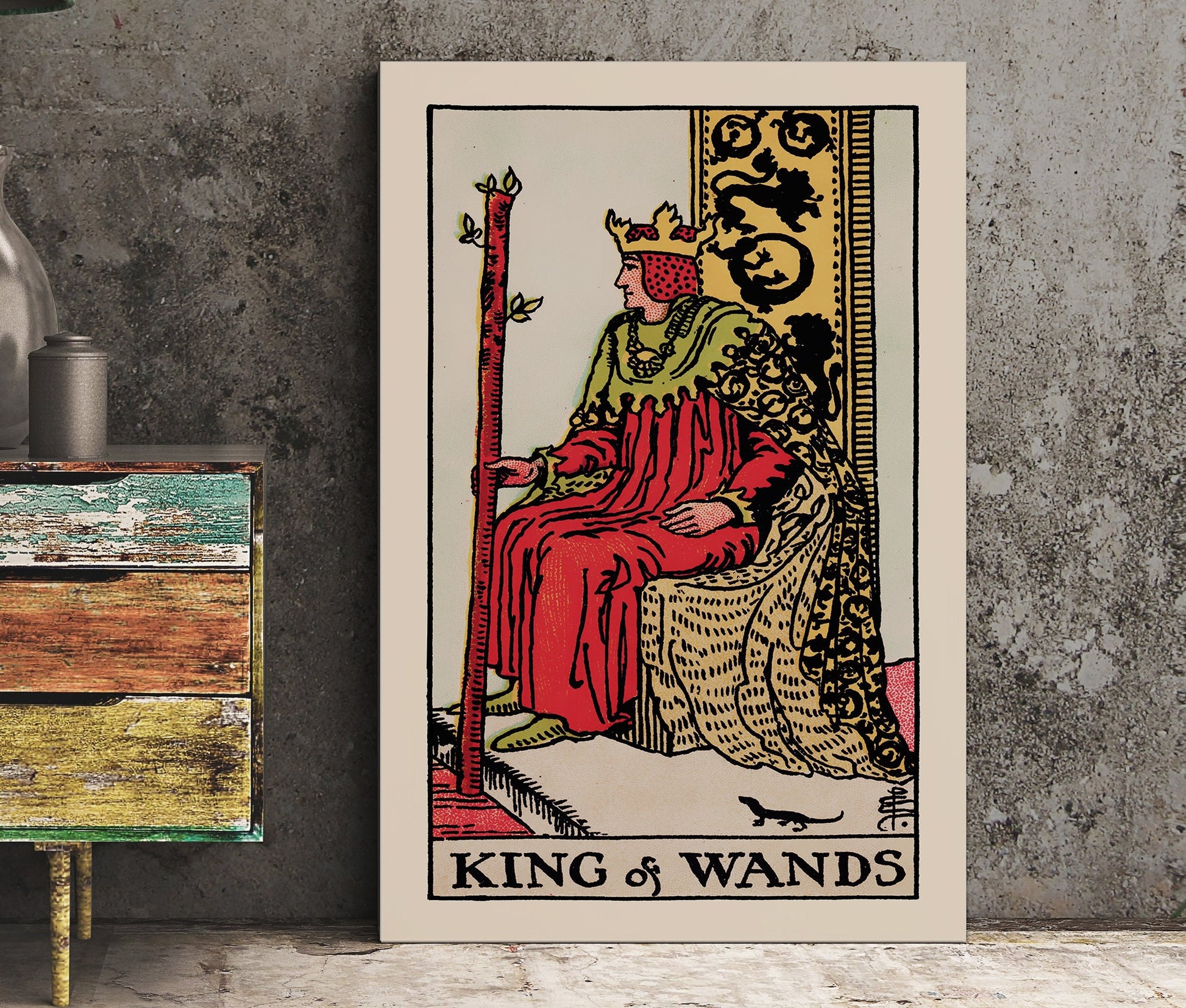 King of Wands- Tarot Card Print - The King of Wands Card Poster, No Frame