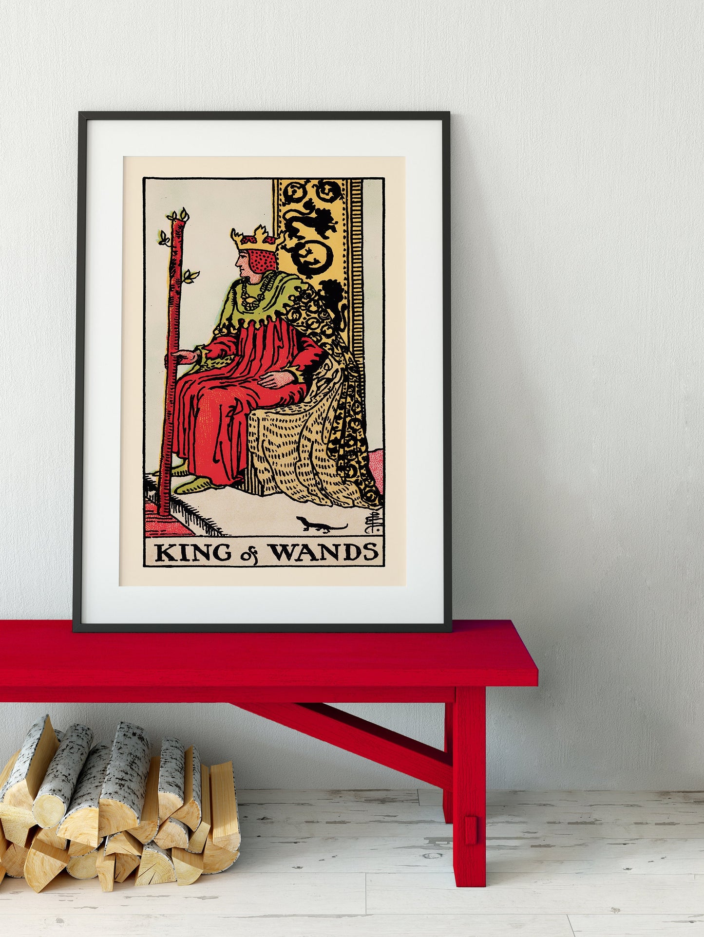 King of Wands- Tarot Card Print - The King of Wands Card Poster, No Frame