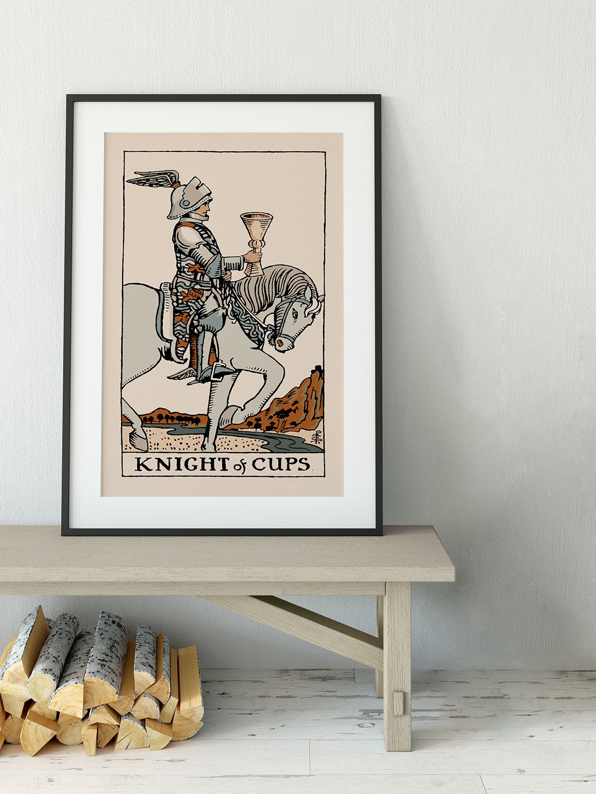 Knight of Cups- Tarot Card Print - The Knight of Cups Neutral Vibes Tarot Card Poster, No Frame