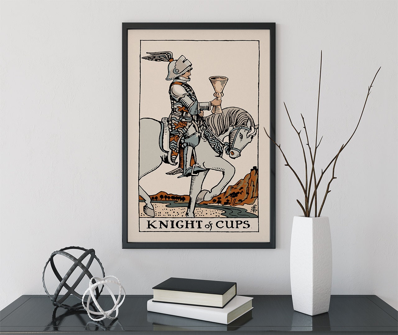 Knight of Cups- Tarot Card Print - The Knight of Cups Neutral Vibes Tarot Card Poster, No Frame