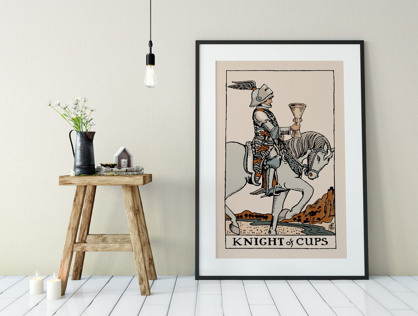 Knight of Cups- Tarot Card Print - The Knight of Cups Neutral Vibes Tarot Card Poster, No Frame
