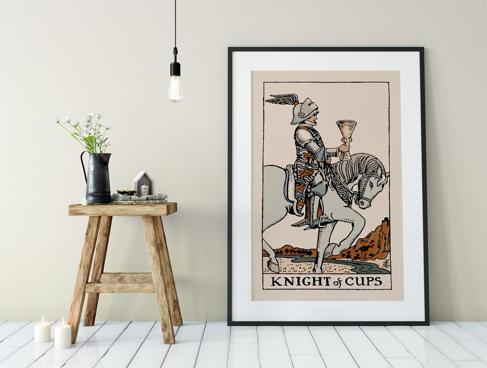 Knight of Cups- Tarot Card Print - The Knight of Cups Neutral Vibes Tarot Card Poster, No Frame