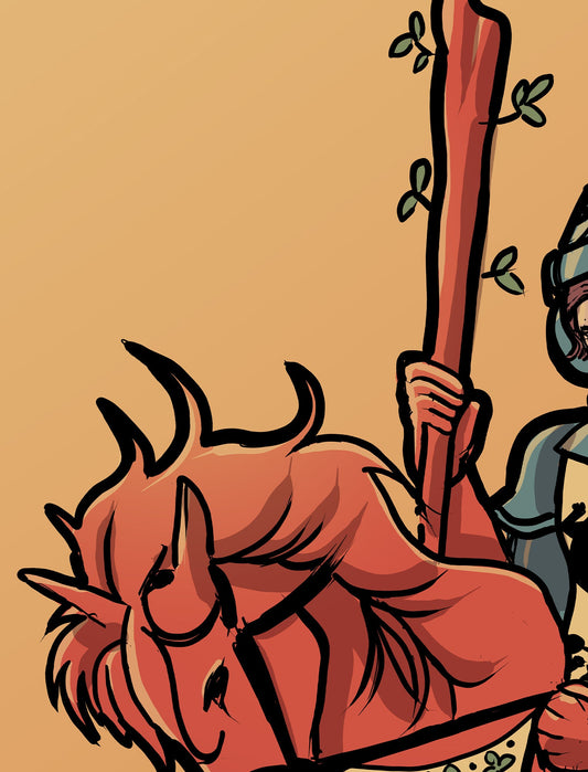 Knight Of Wands Tarot Card Print From Green Menagerie Deck Elegant Art Poster Edition by My Store