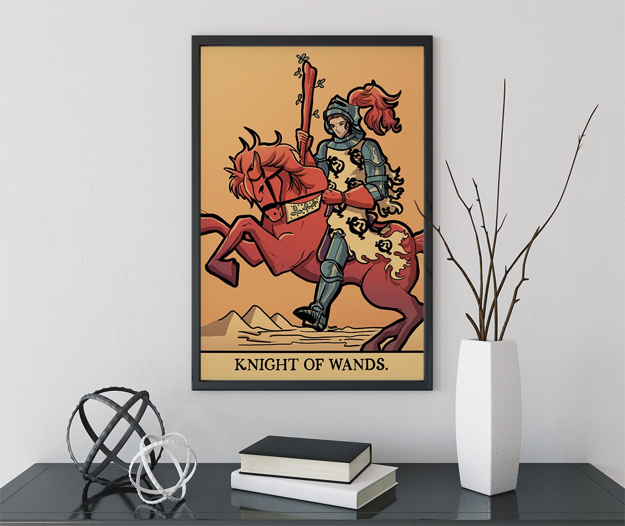 Knight of Wands- Tarot Card Print from the Green Menagerie Deck - The Knight of Wands Card Poster, No Frame