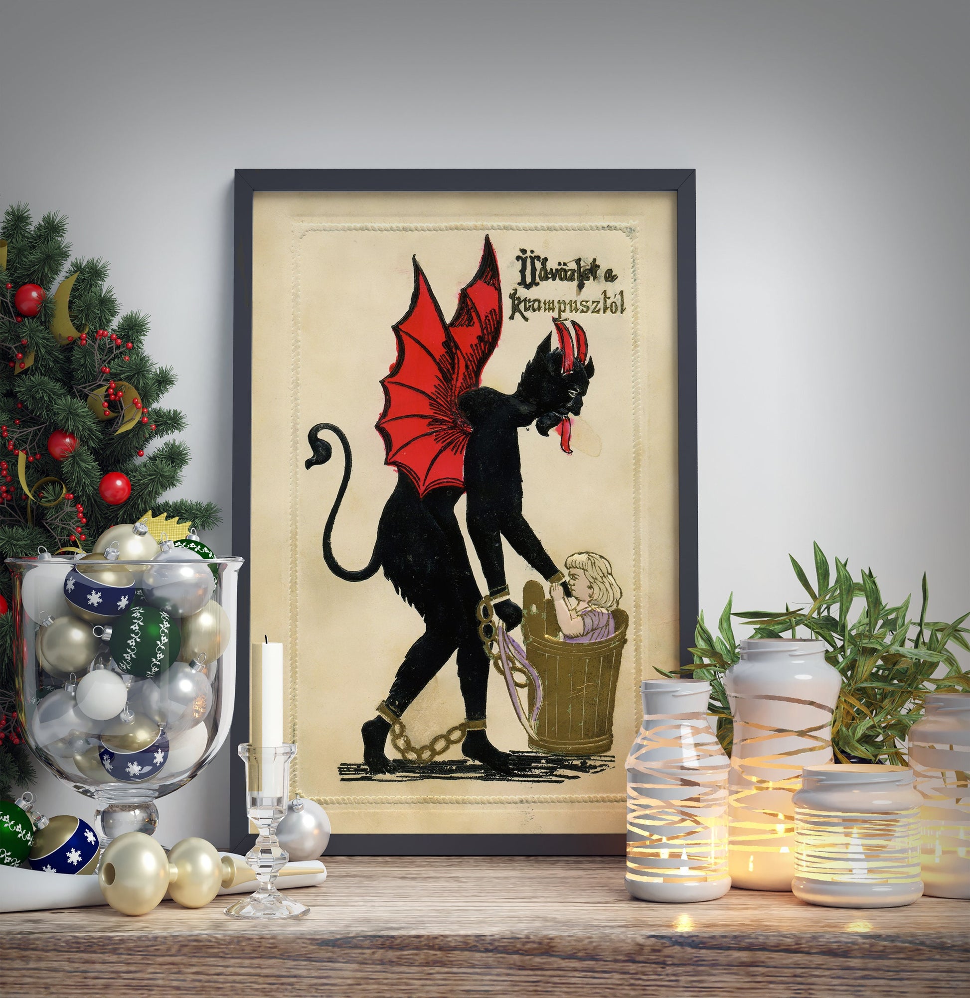 Krampus Christmas Holiday Card Poster, Krampus Print, No Frame