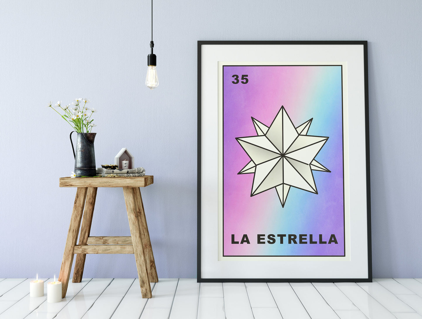 La Estrella Card Star Poster Star Tarot Pale Goth Print, No Frame