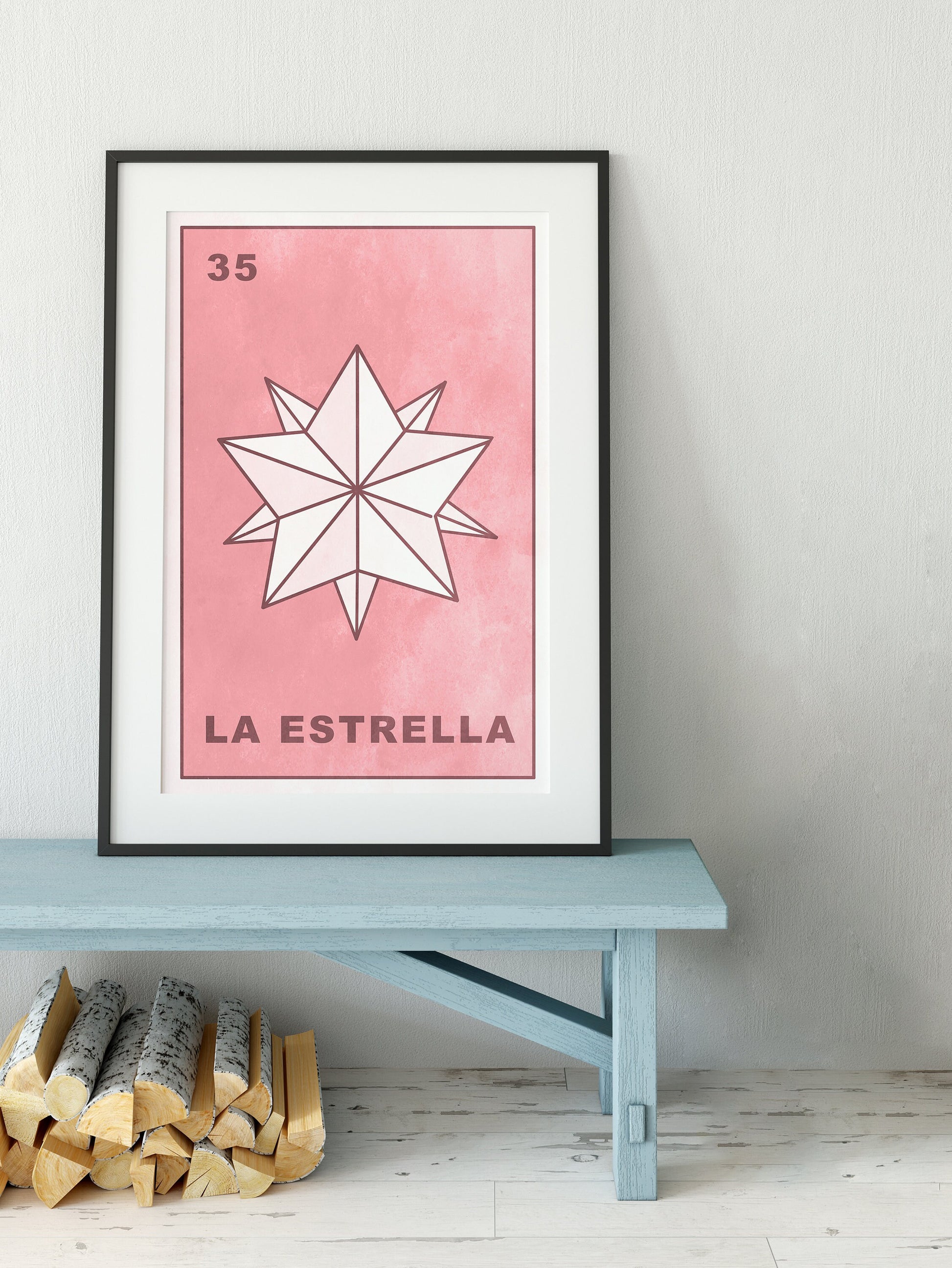 La Estrella Card Star Poster Star Tarot Pink Print, No Frame