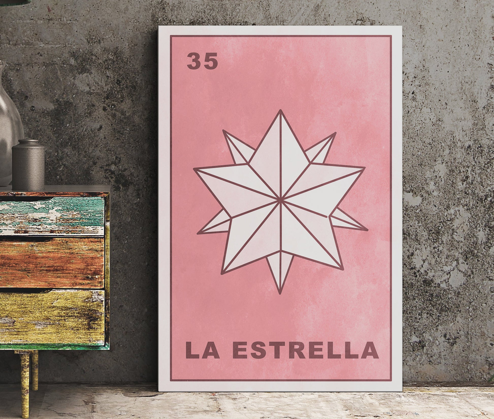 La Estrella Card Star Poster Star Tarot Pink Print, No Frame