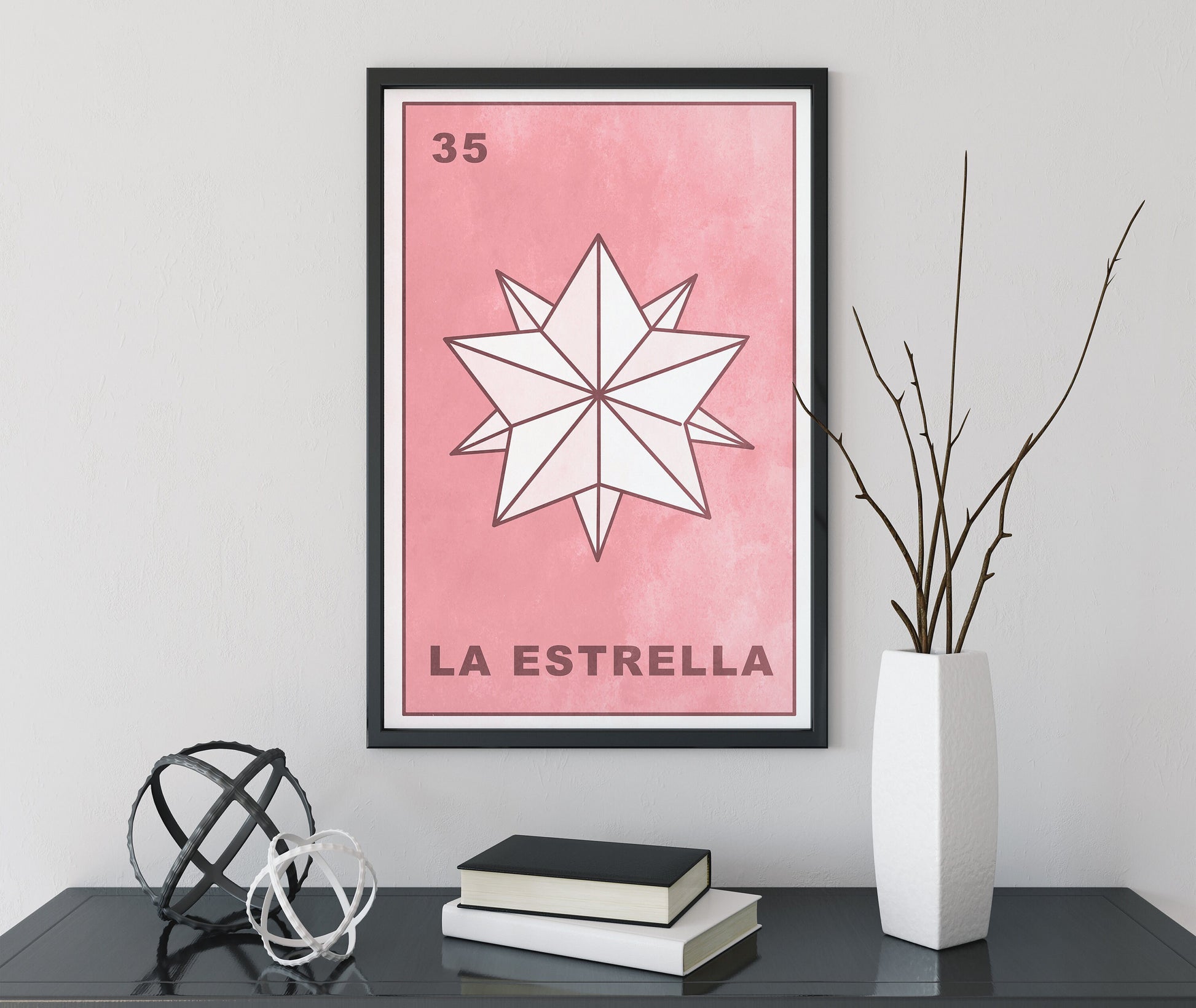 La Estrella Card Star Poster Star Tarot Pink Print, No Frame