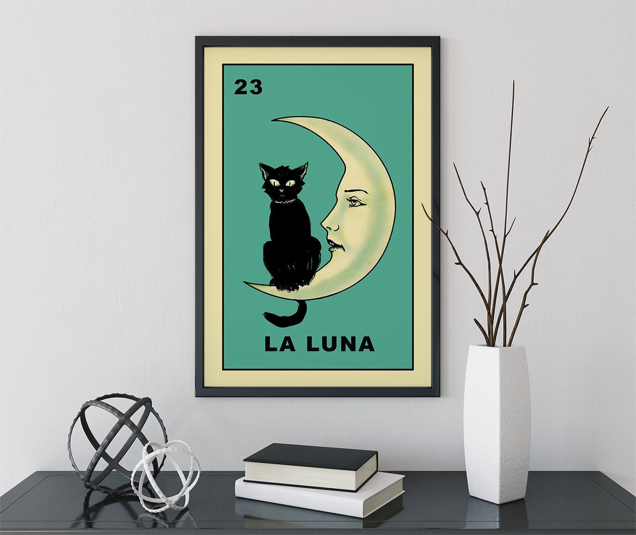 La Luna Cat Card Moon Print, No Frame