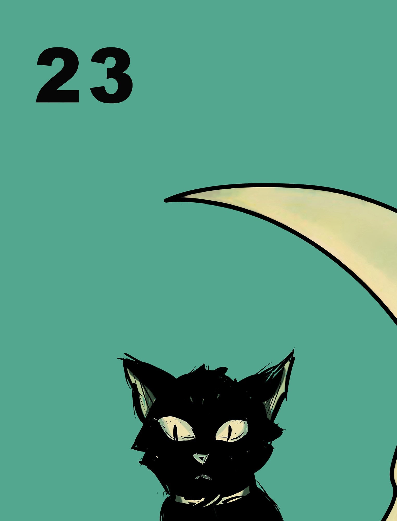 La Luna Cat Card Moon Print, No Frame