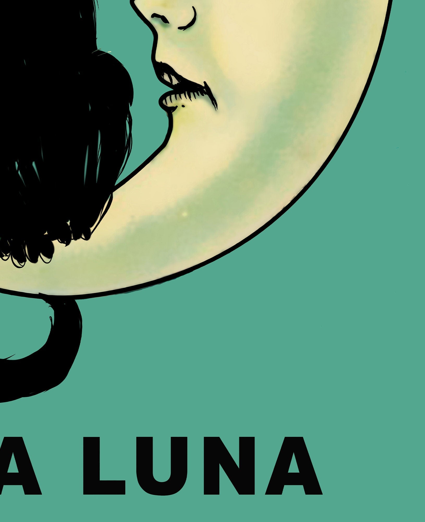 La Luna Cat Card Moon Print, No Frame