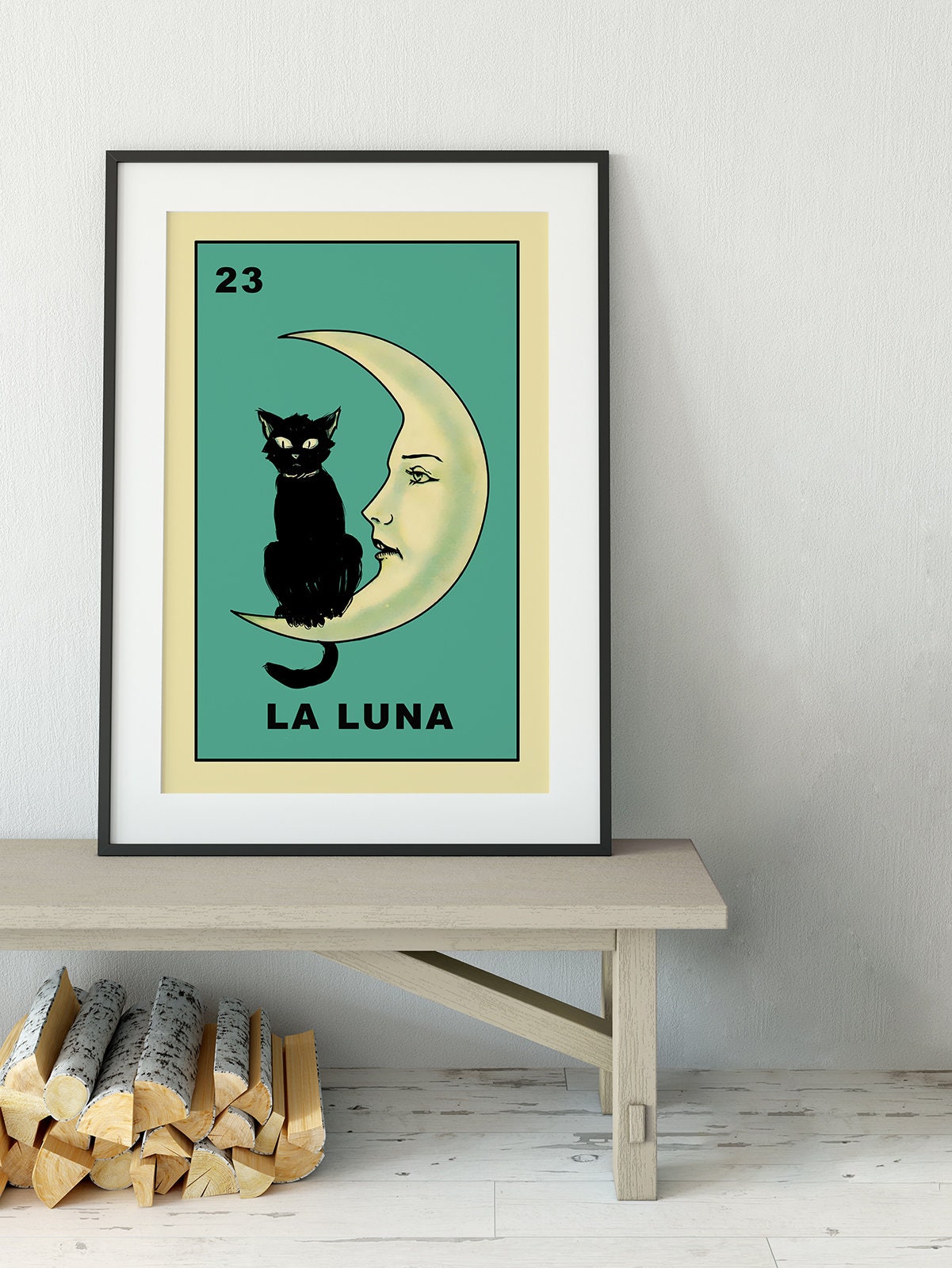 La Luna Cat Card Moon Print, No Frame