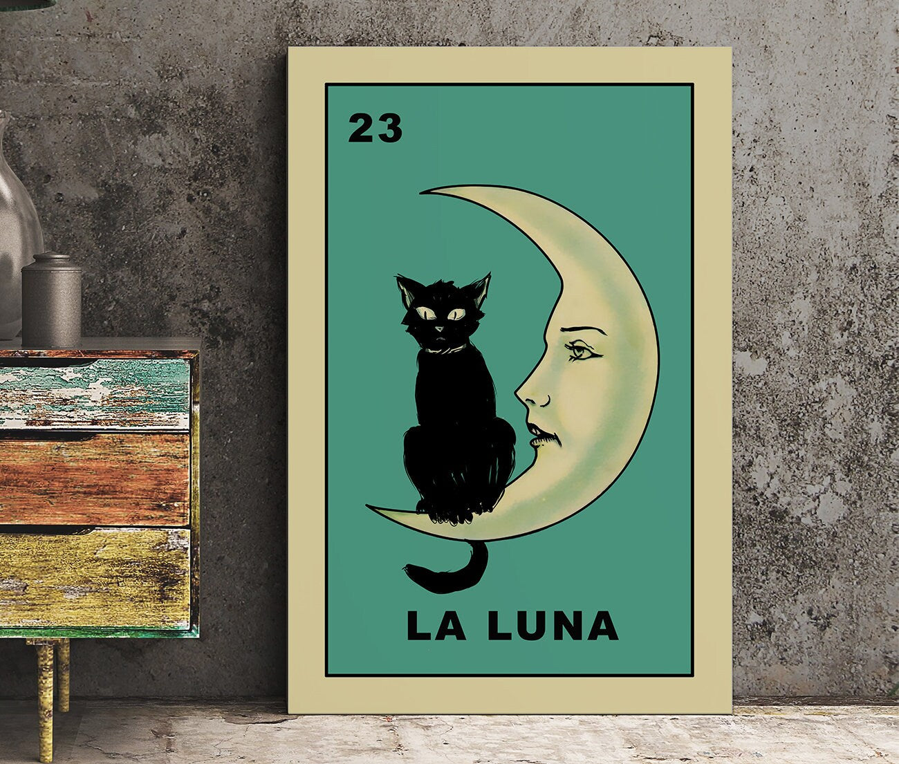 La Luna Cat Card Moon Print, No Frame