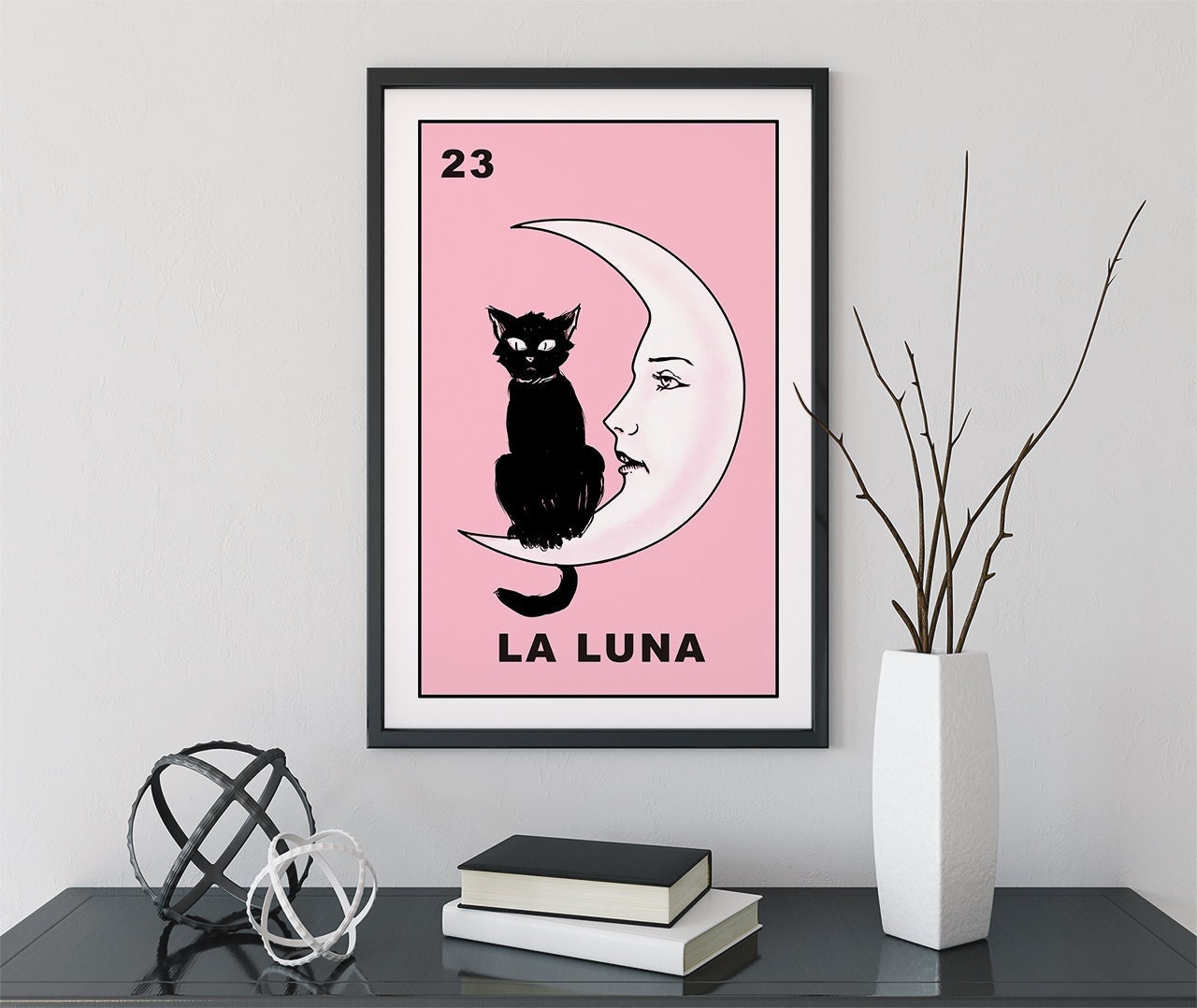 La Luna Cat Card Moon Print, No Frame