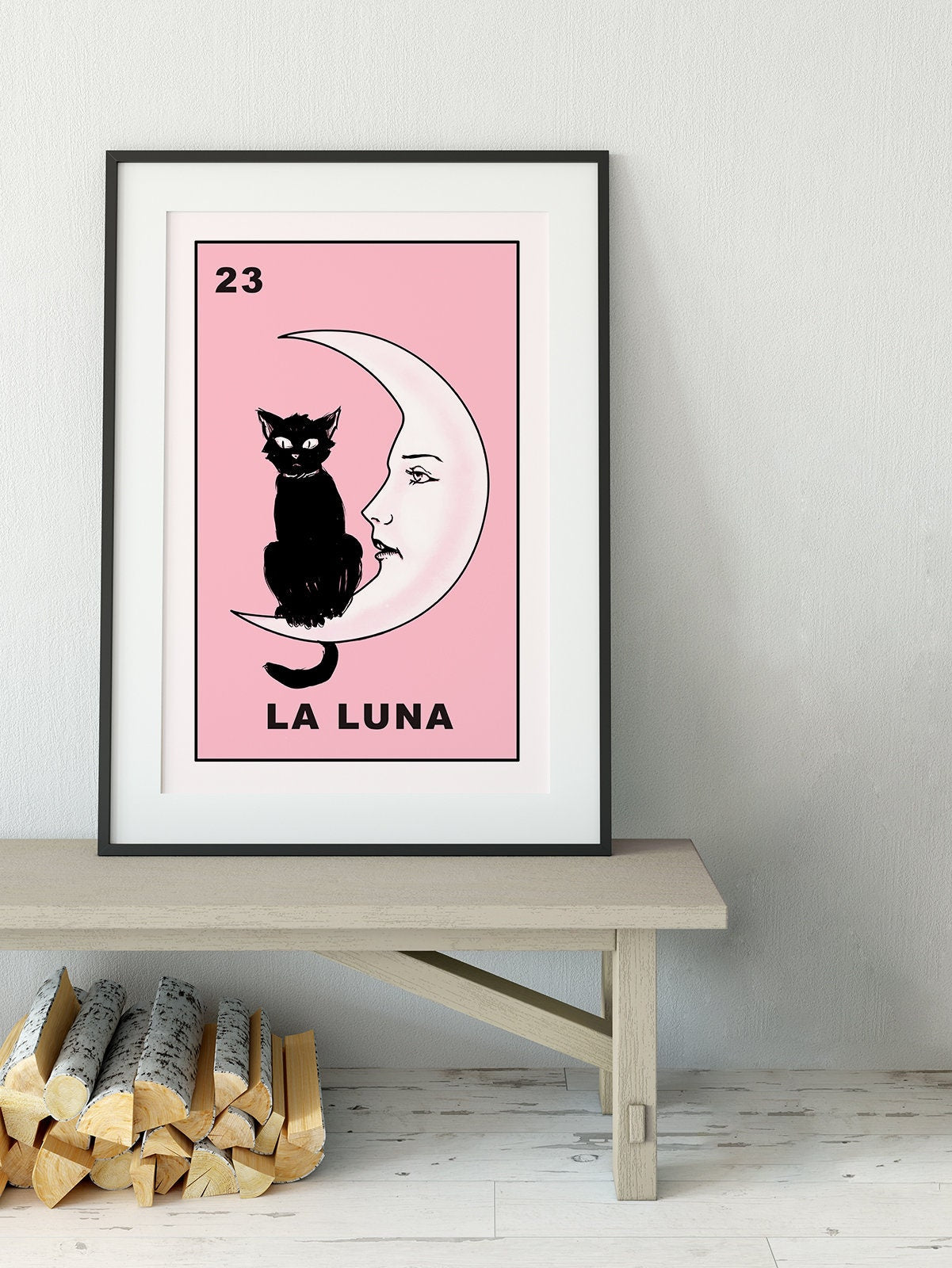 La Luna Cat Card Moon Print, No Frame