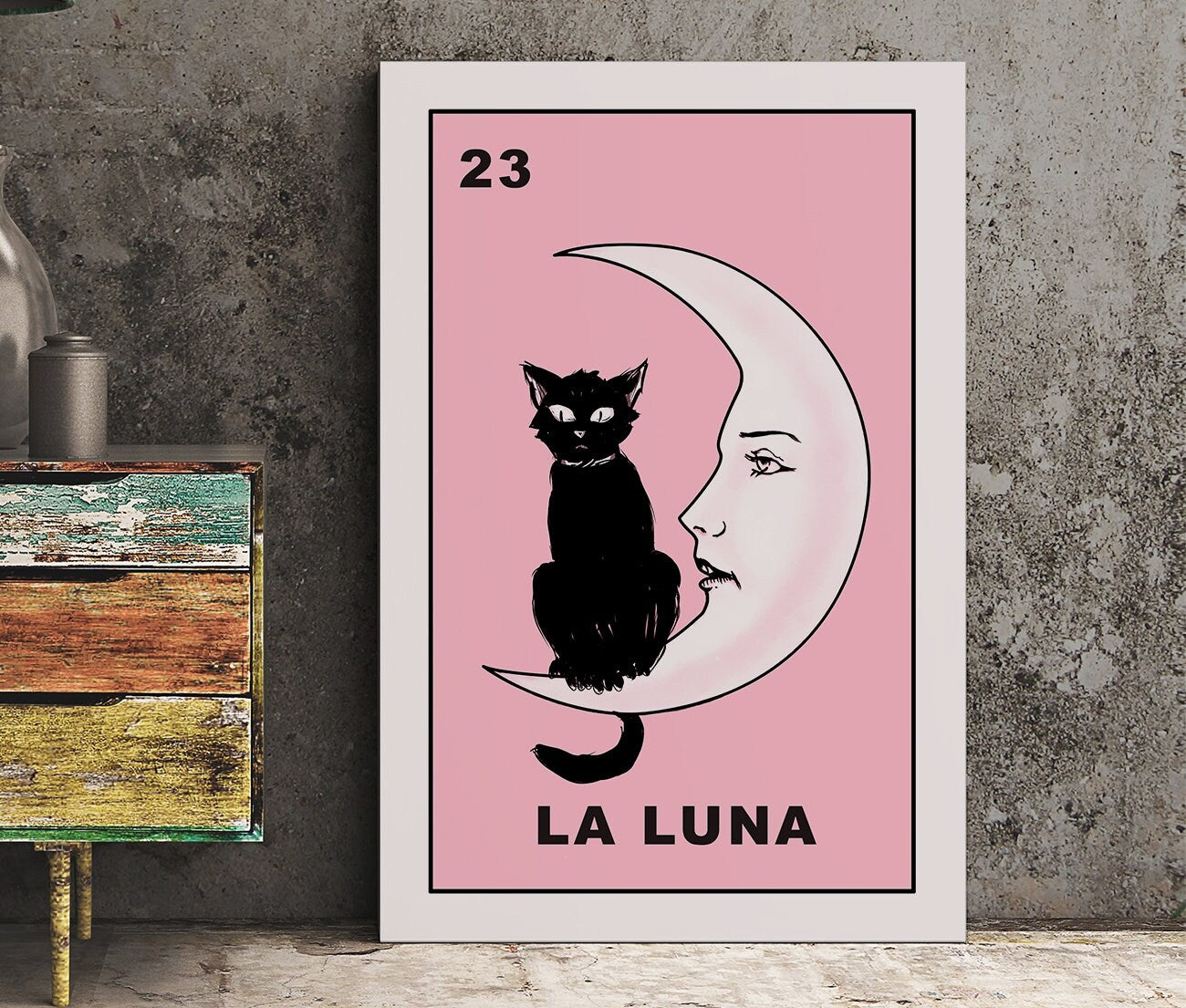 La Luna Cat Card Moon Print, No Frame