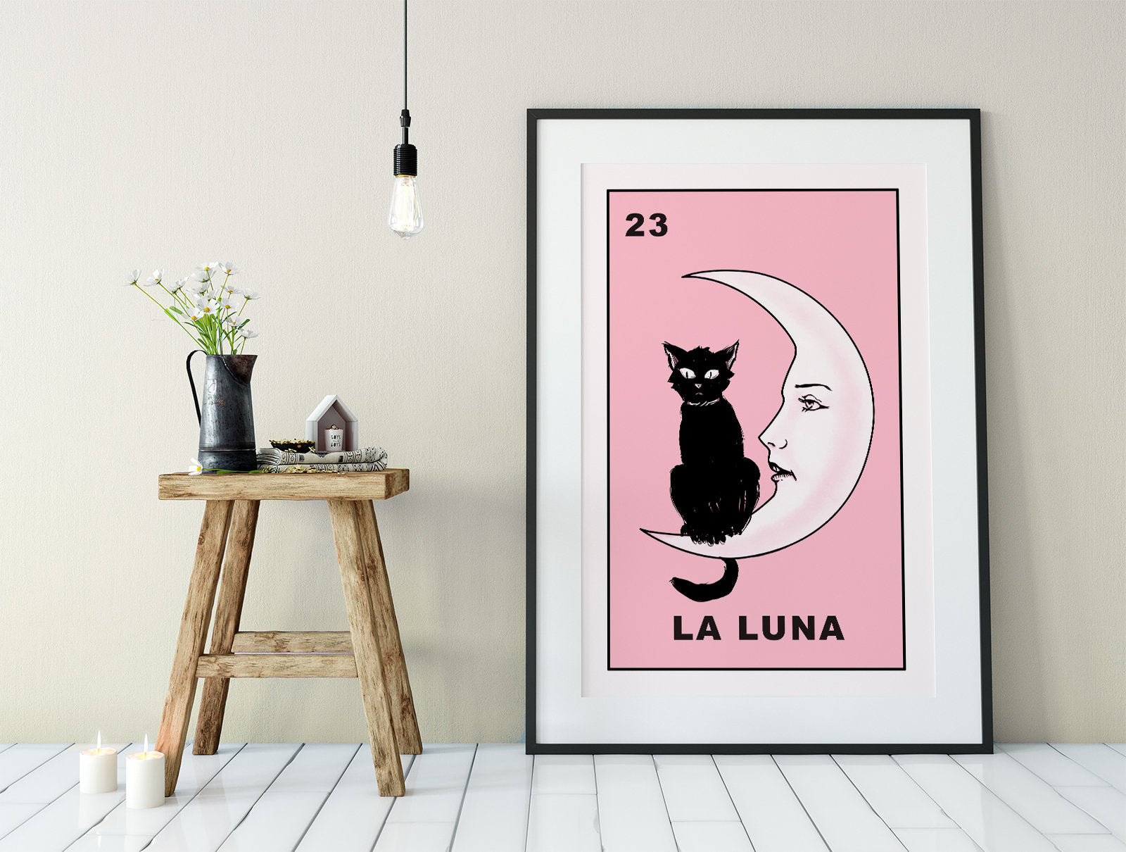 La Luna Cat Card Moon Print, No Frame