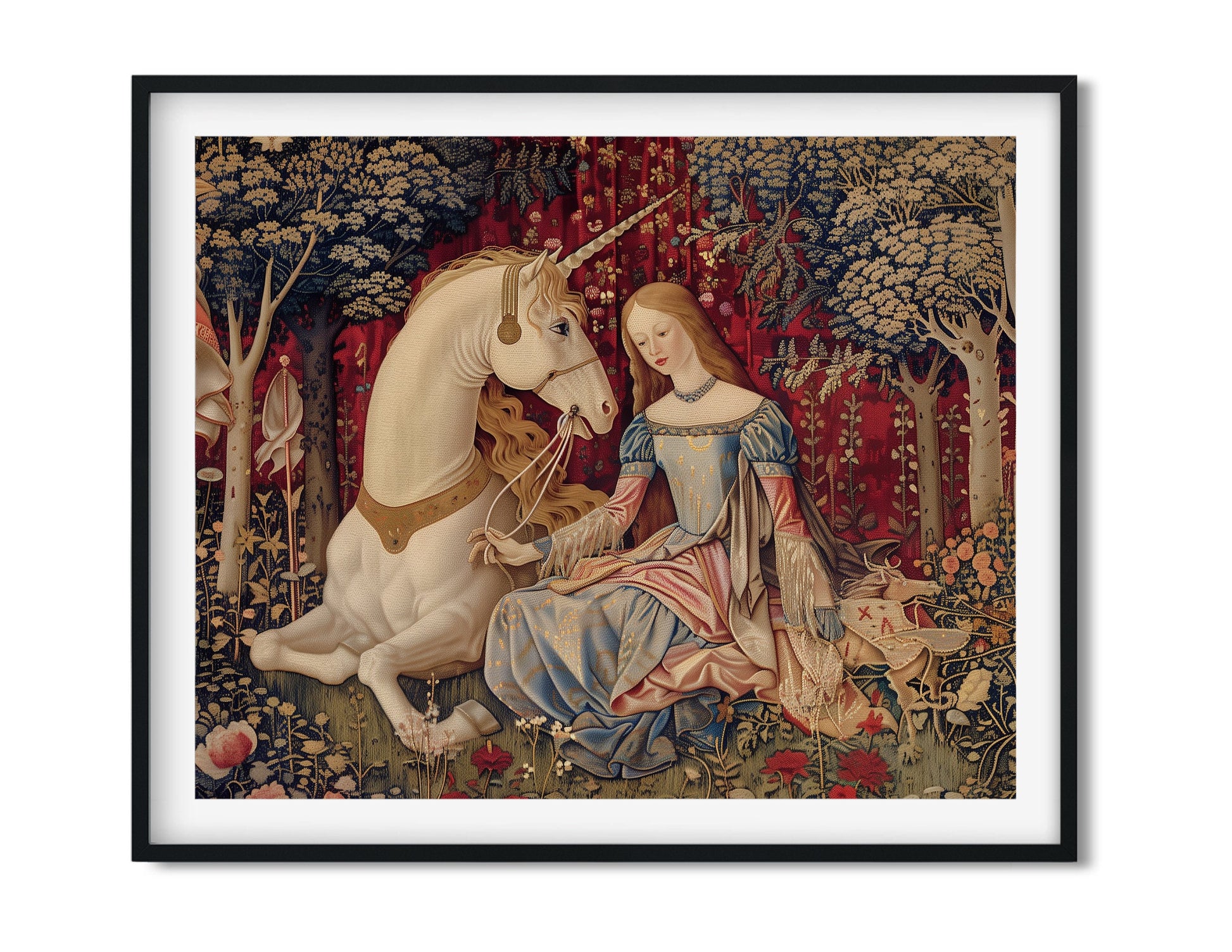 Medieval Lady with Unicorn Poster (No Frame)
