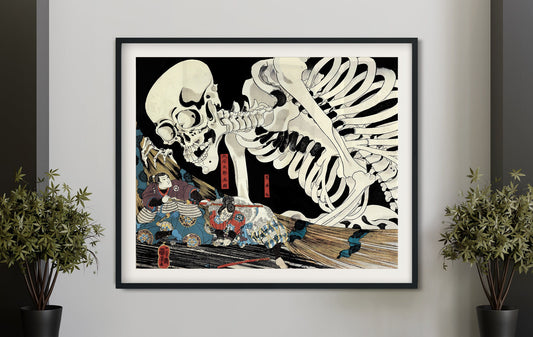 Mitsukuni Defies The Skeleton Spectre (Utagawa Kuniyoshi) - Print (No Frame)