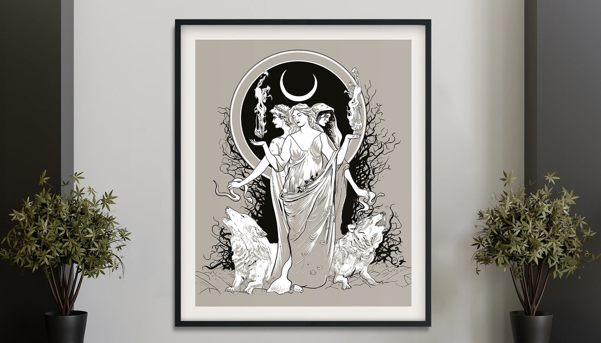 Moon Goddess Hecate Poster- Wiccan Print- Hecate Witchy Print, No Frame