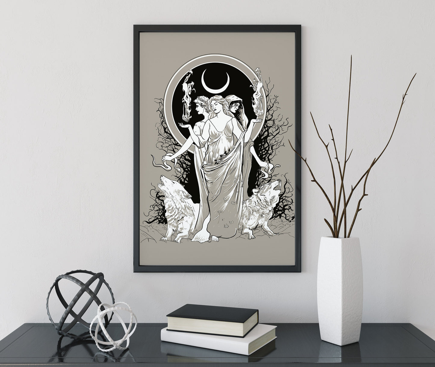 Moon Goddess Hecate Poster- Wiccan Print- Hecate Witchy Print, No Frame