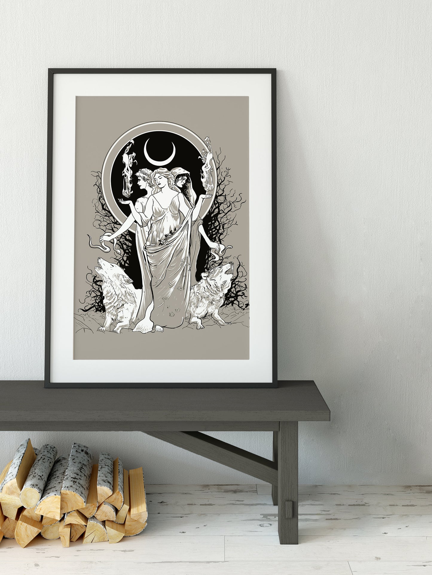 Moon Goddess Hecate Poster- Wiccan Print- Hecate Witchy Print, No Frame