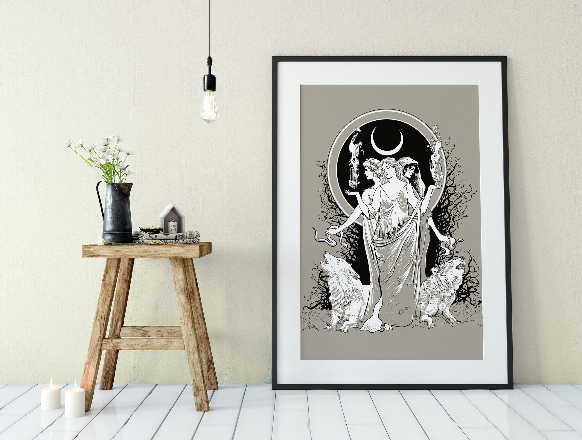 Moon Goddess Hecate Poster- Wiccan Print- Hecate Witchy Print, No Frame