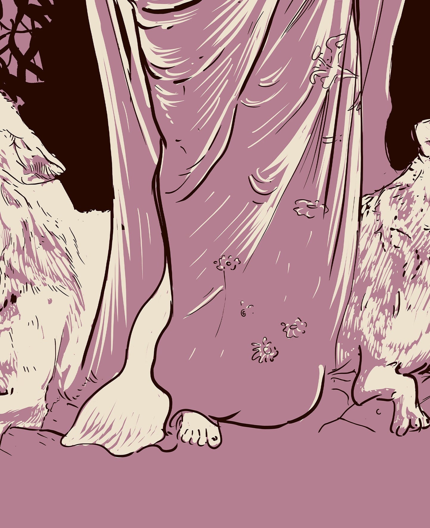 Moon Goddess Hecate Poster- Wiccan Tapestry - Violet Hecate Witchy Print, No Frame