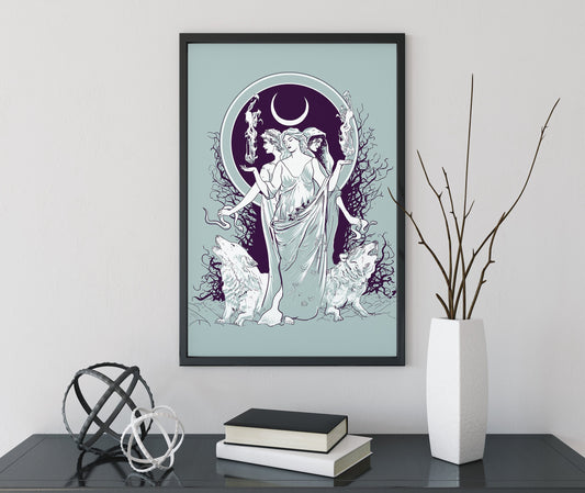 Moon Goddess Hecate Poster Wiccan Tapestry No Frame by My Store
