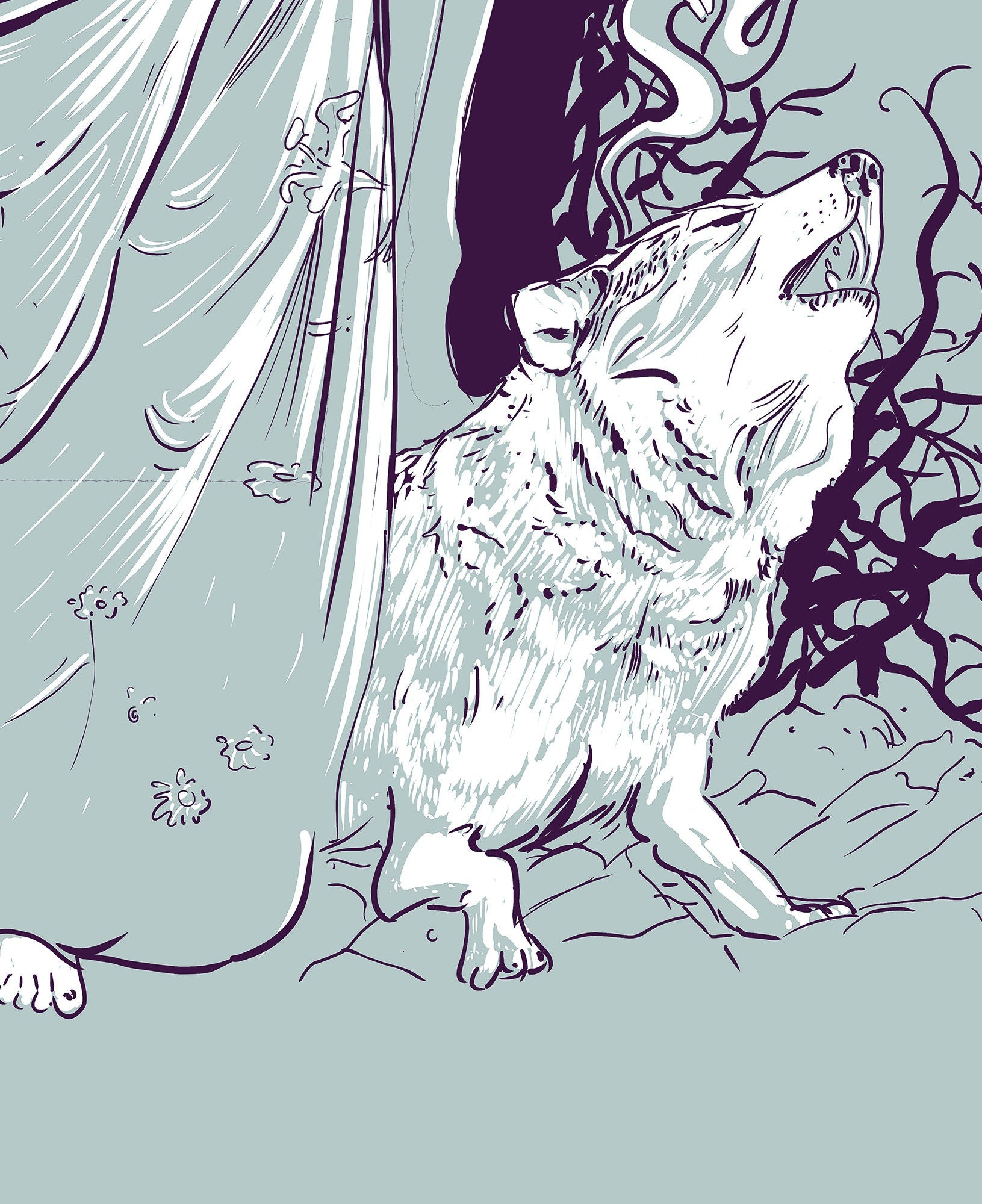 Moon Goddess Hecate Poster- Wiccan Tapestry - Hecate Witchy Print, No Frame